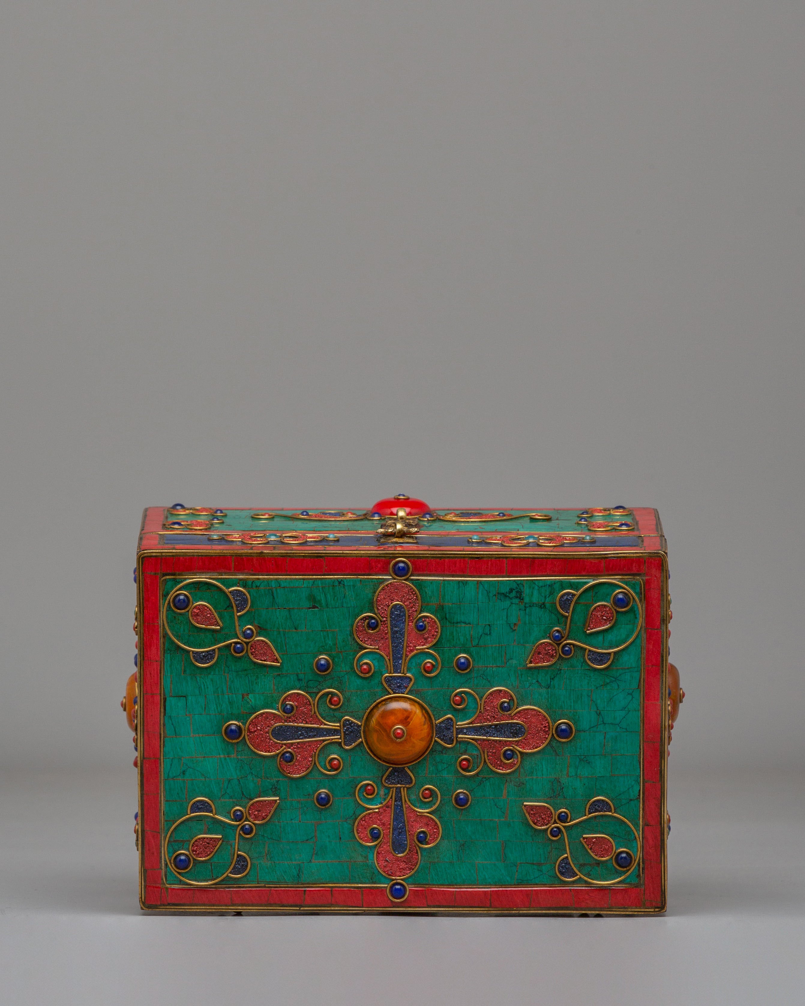 Himalayan Jewellery Storage Box | Gemstone Decorated Wooden Treasure Chest