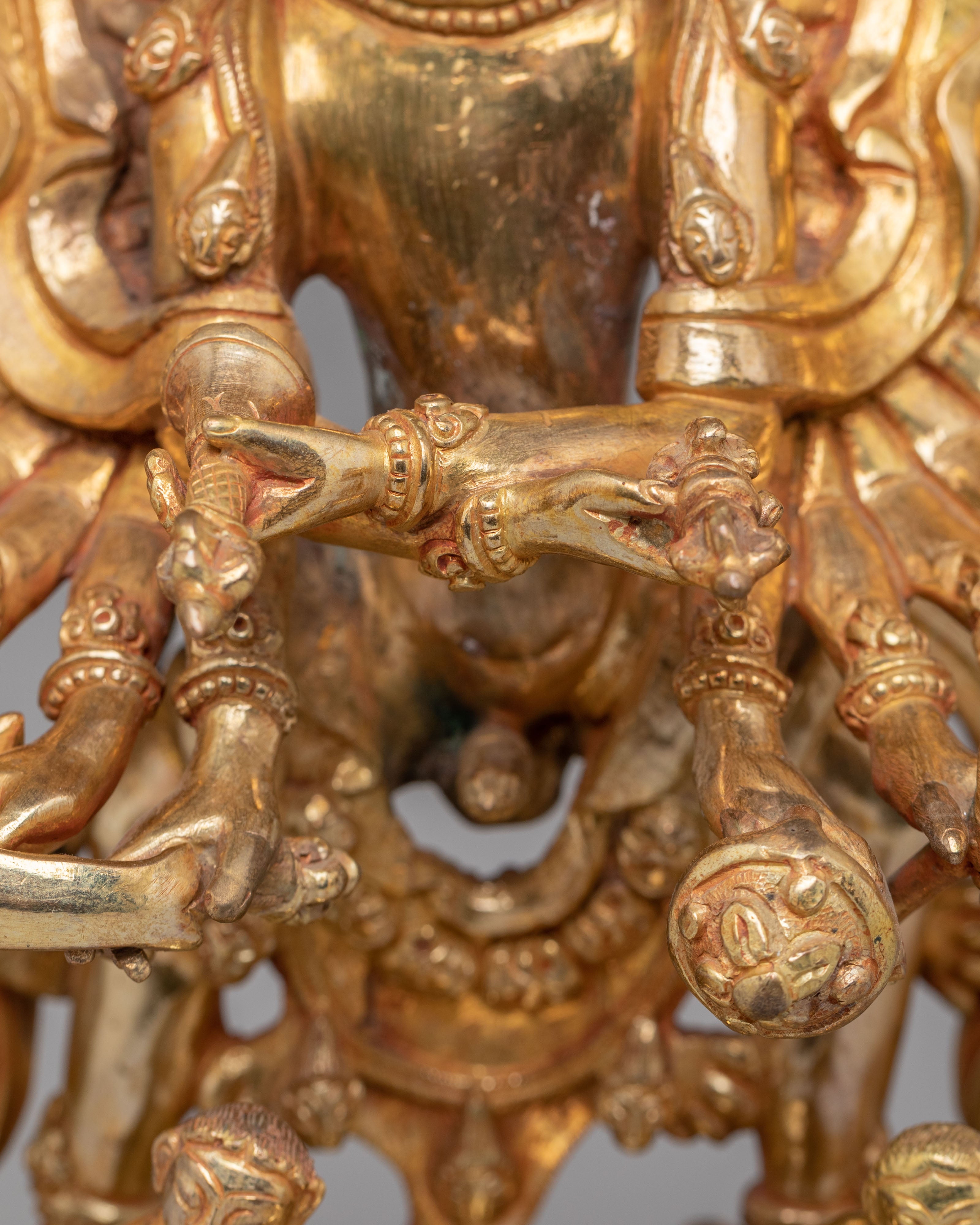 Hevajra Vajrayana Sculpture | 24K Gold Plated Buddhist Deity Statue