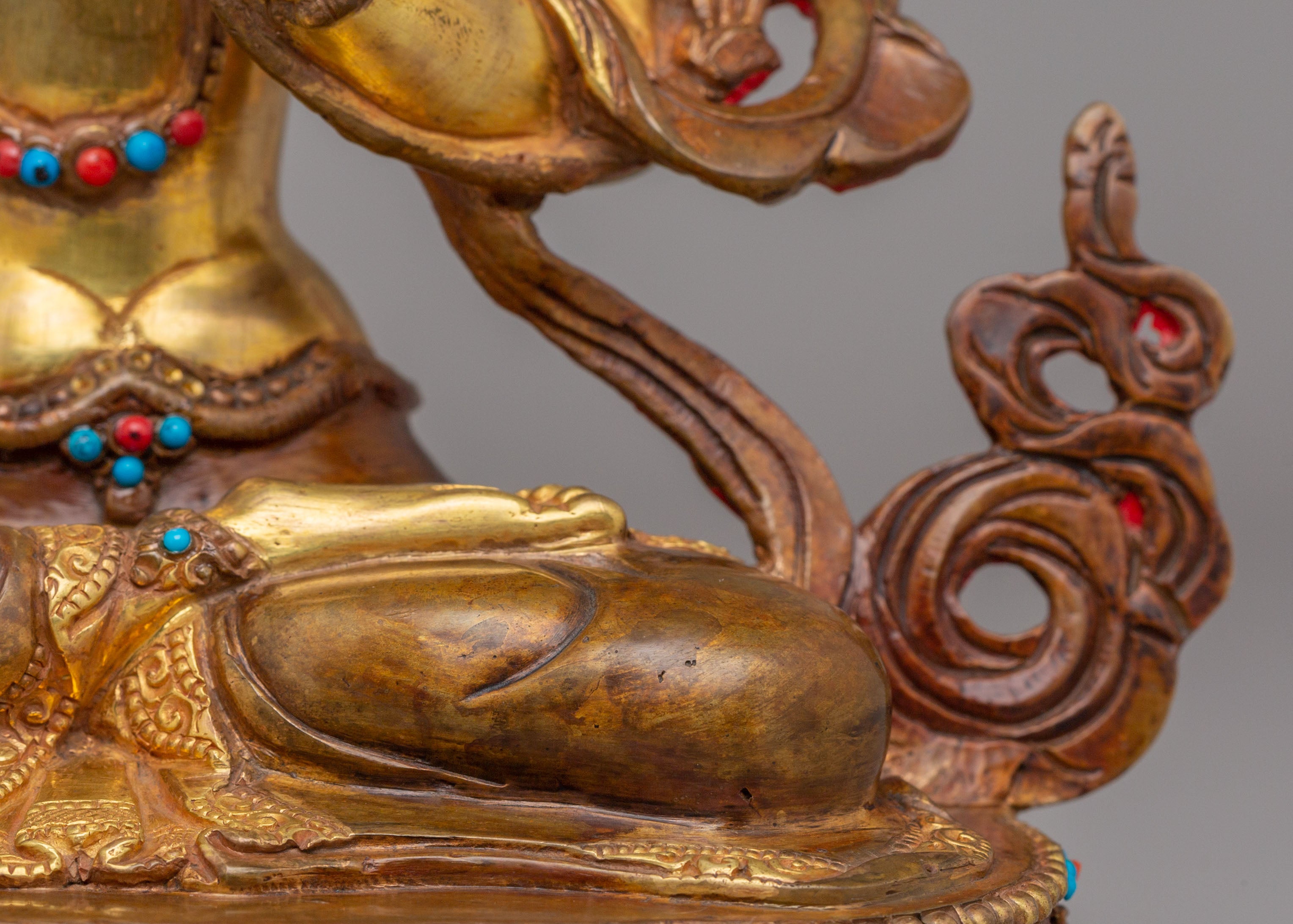 Manjushri Sacred Wisdom Deity Statue | Gold Plated Copper Figurine