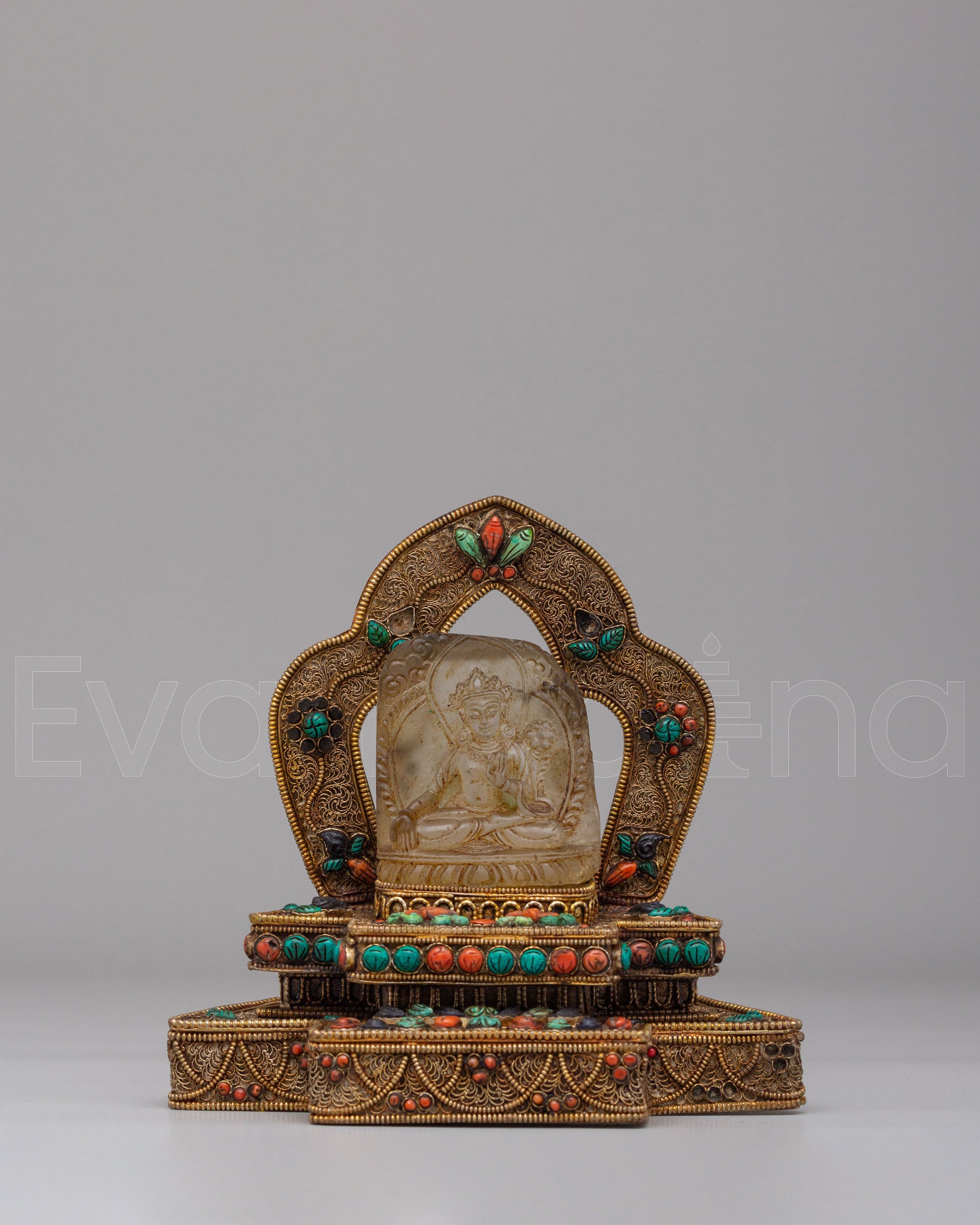 Crystal White Tara on Throne Statue
