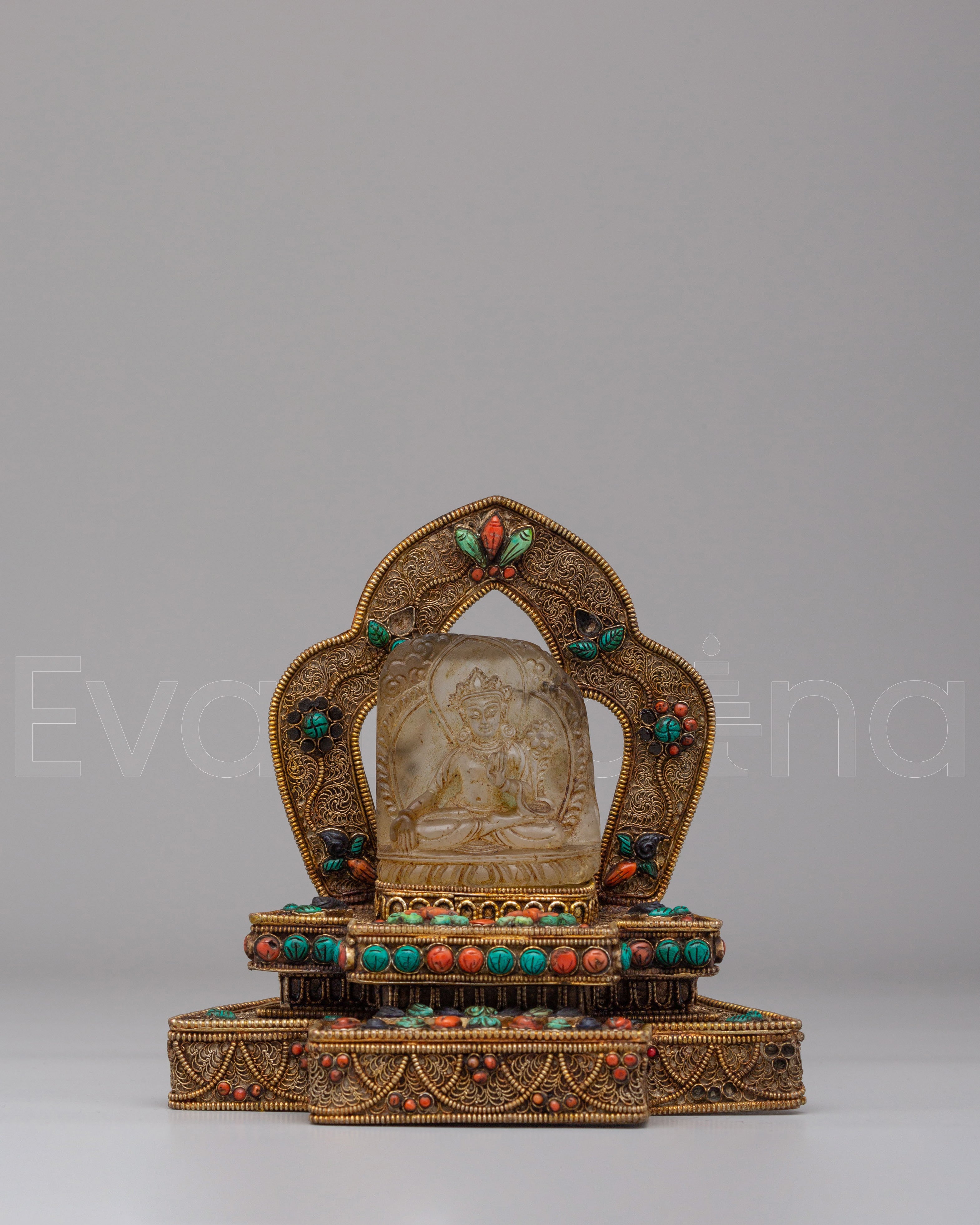 Crystal White Tara on Throne Statue