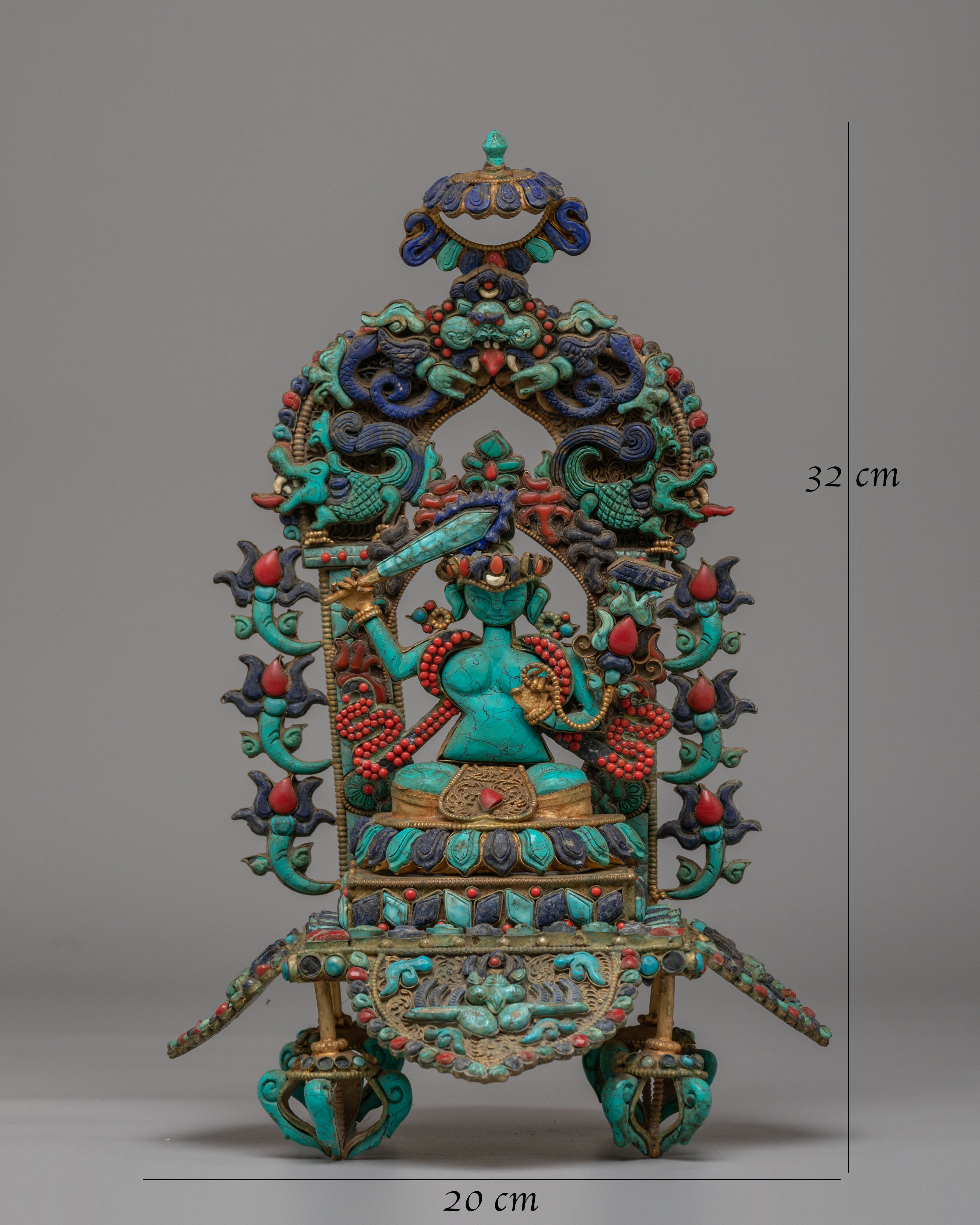 Manjushri Wisdom Statue | Handcrafted Copper Sculpture with Filigree Work