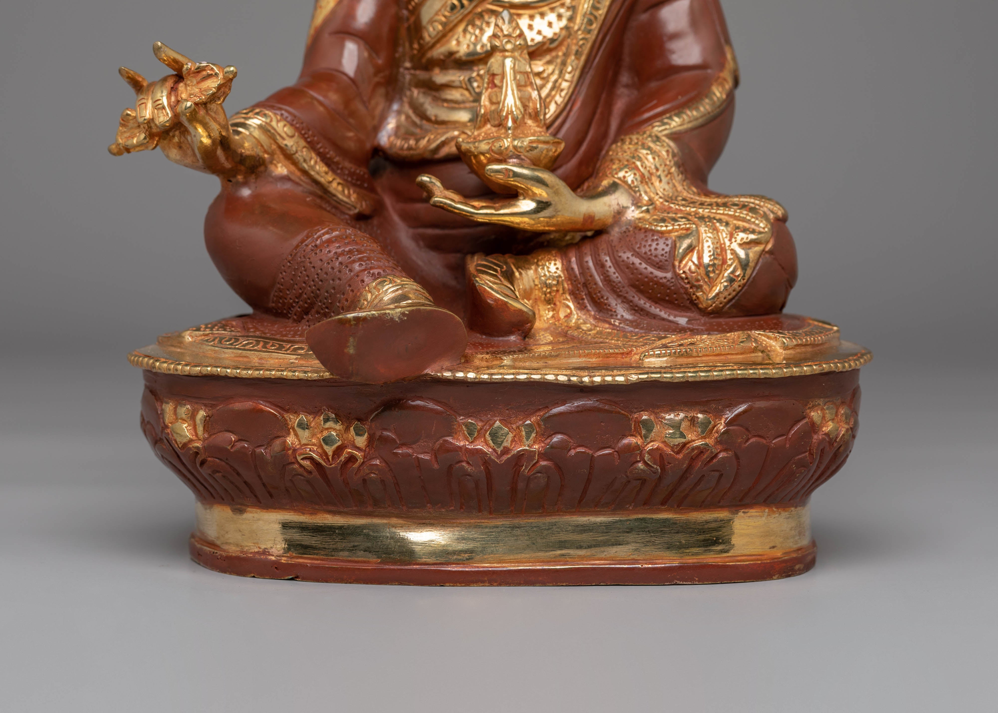 24k Gold Glided Guru Rinpoche Statue | Spiritual Statue for Altar