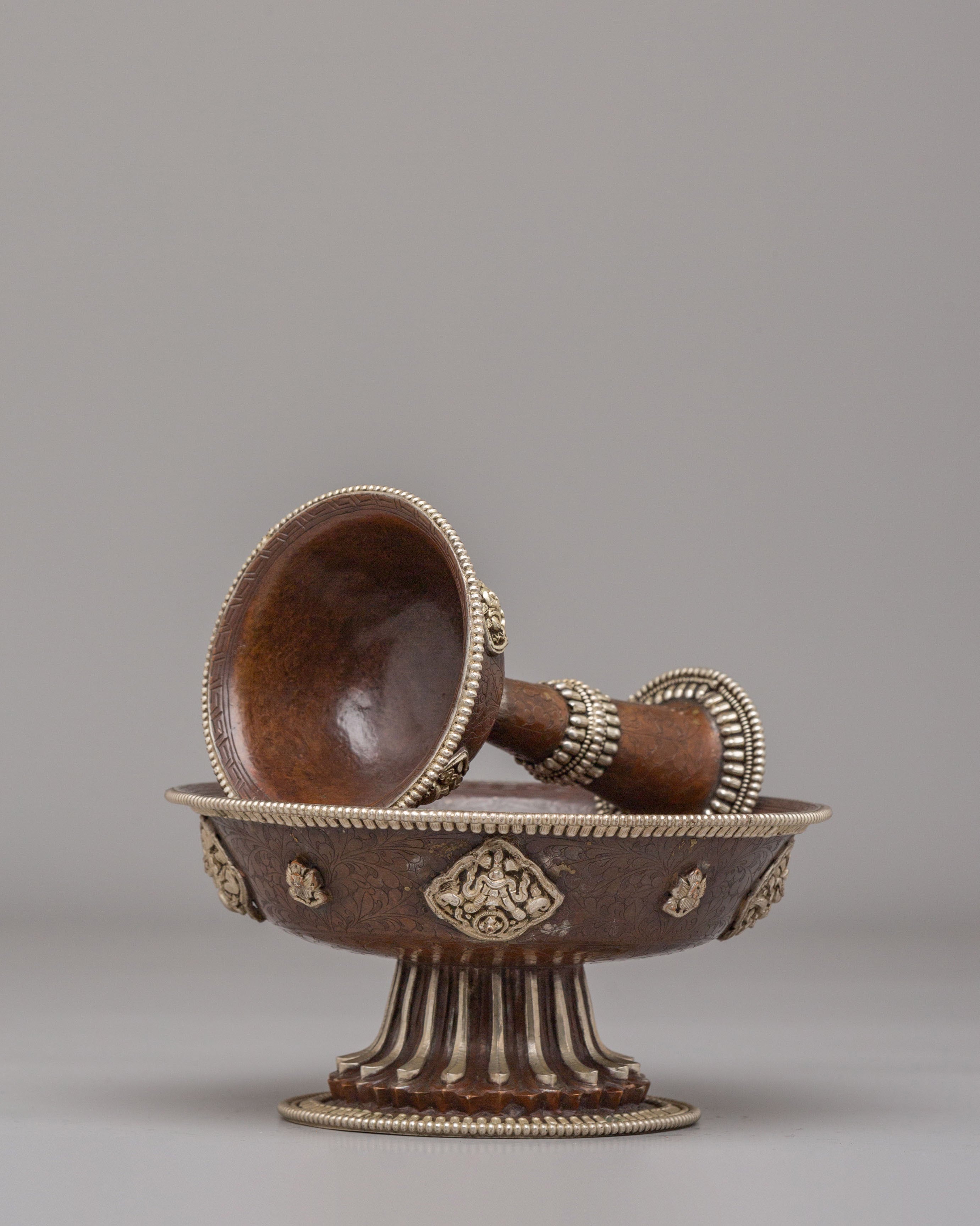 Handmade Tibetan Serkyem Vessel | Offering Vessels for Ritual Ceremonies