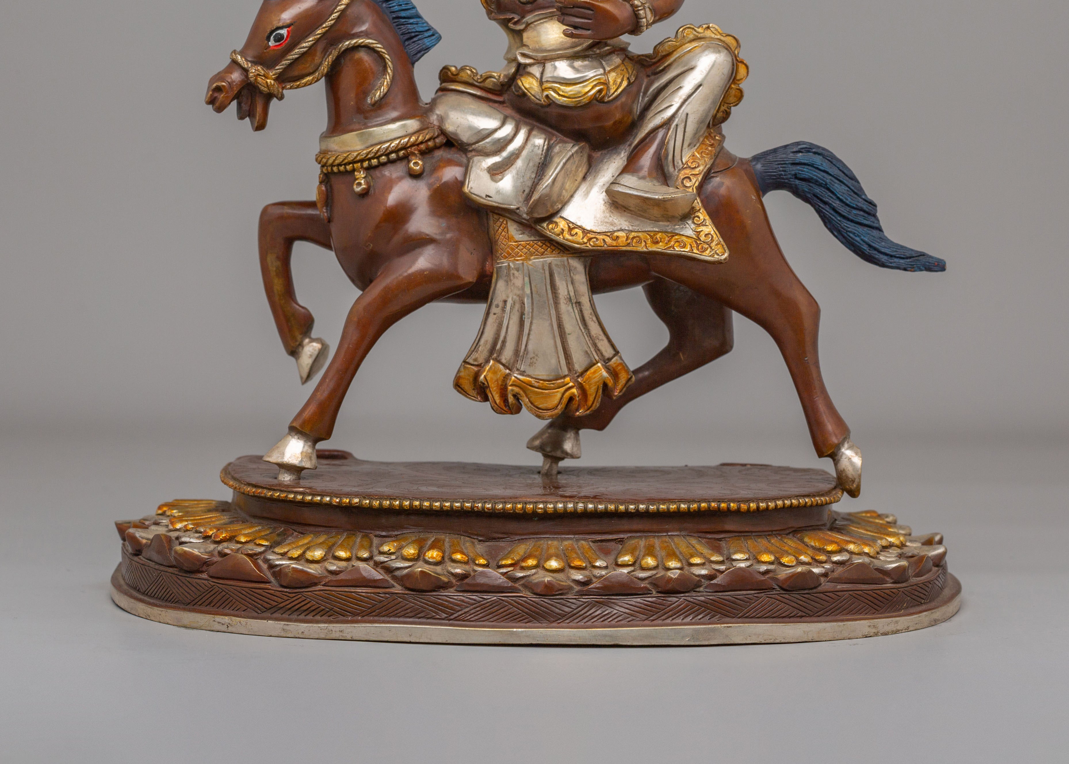 Vajrayana Protector King Gesar Statue | Sacred Tibetan Deity Sculpture