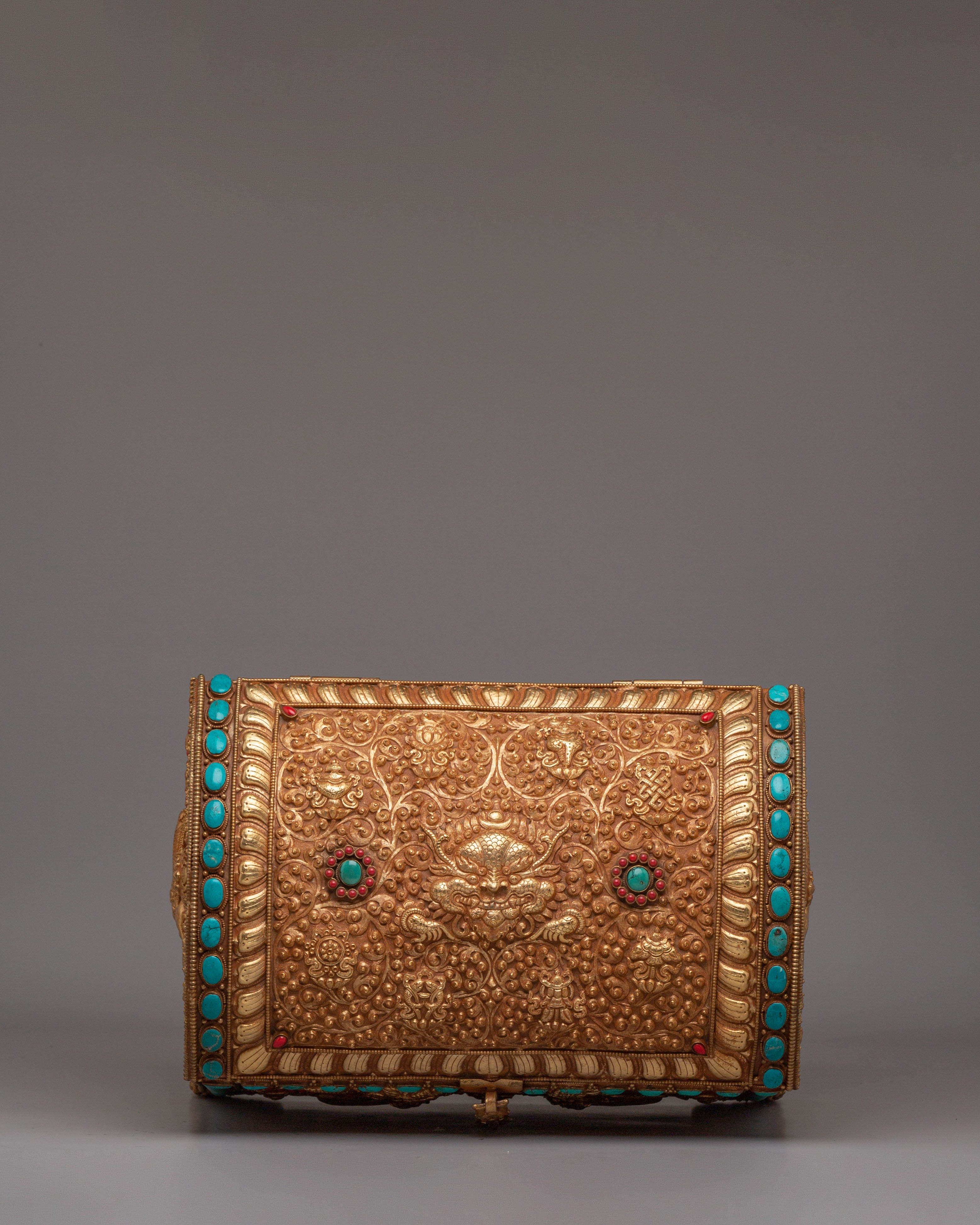 Handmade Dragon Treasure Box | Gemstone & Gold Plated Copper