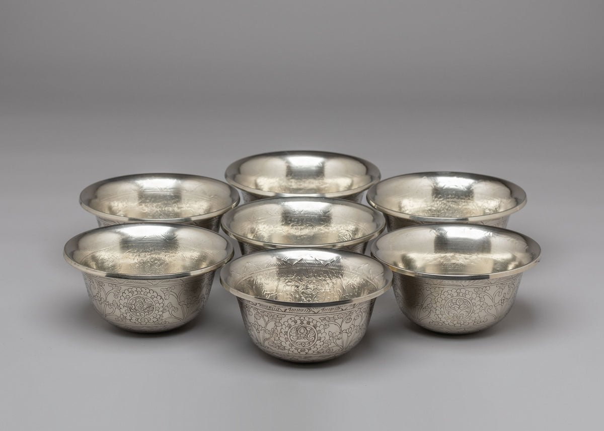 Sacred Ceremonial Offering Bowl Set | Traditional Buddhist Bowls