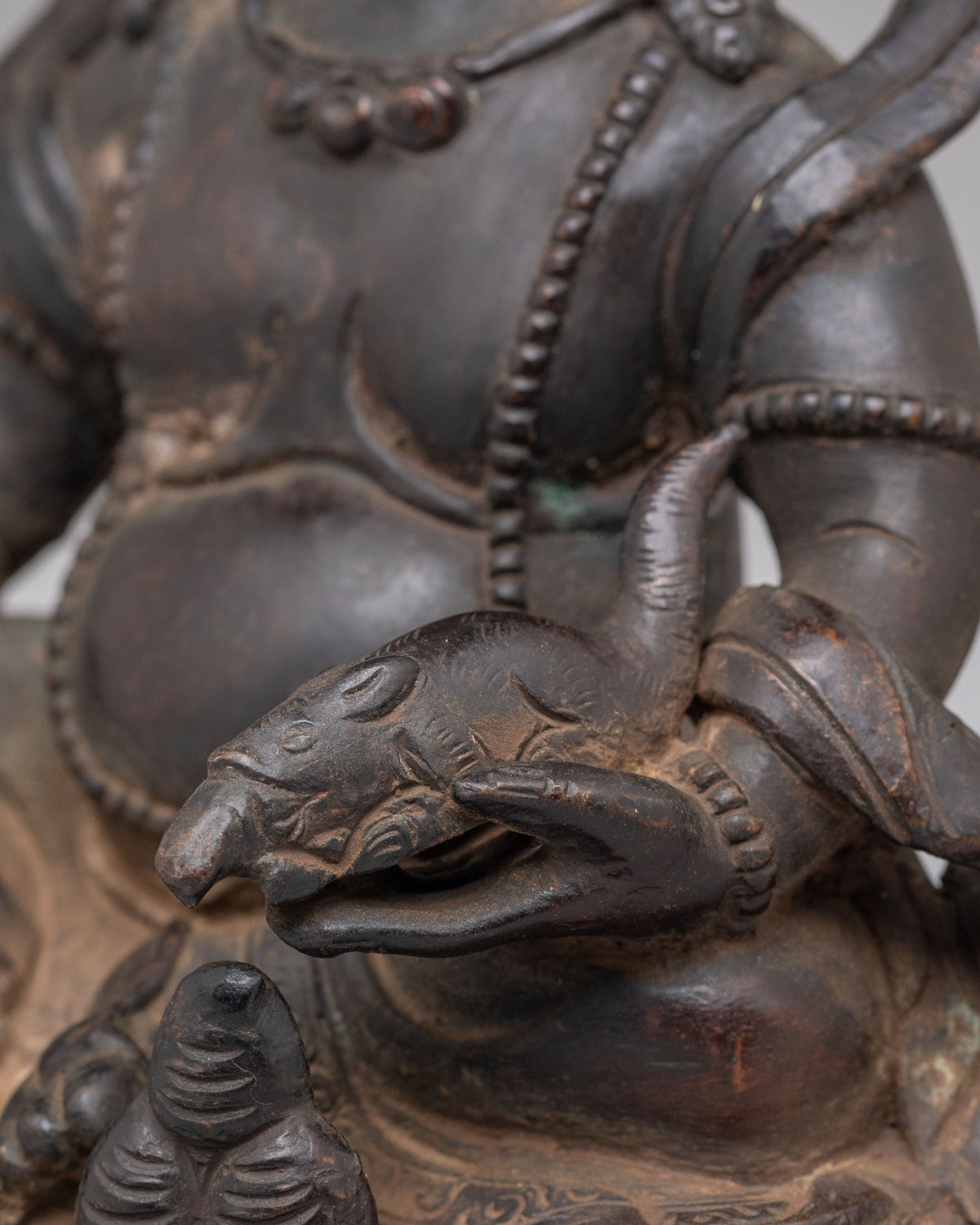 Ceremonial Dzambhala Wealth Deity Sculpture | Tibetan Buddhist Prosperity Figurine