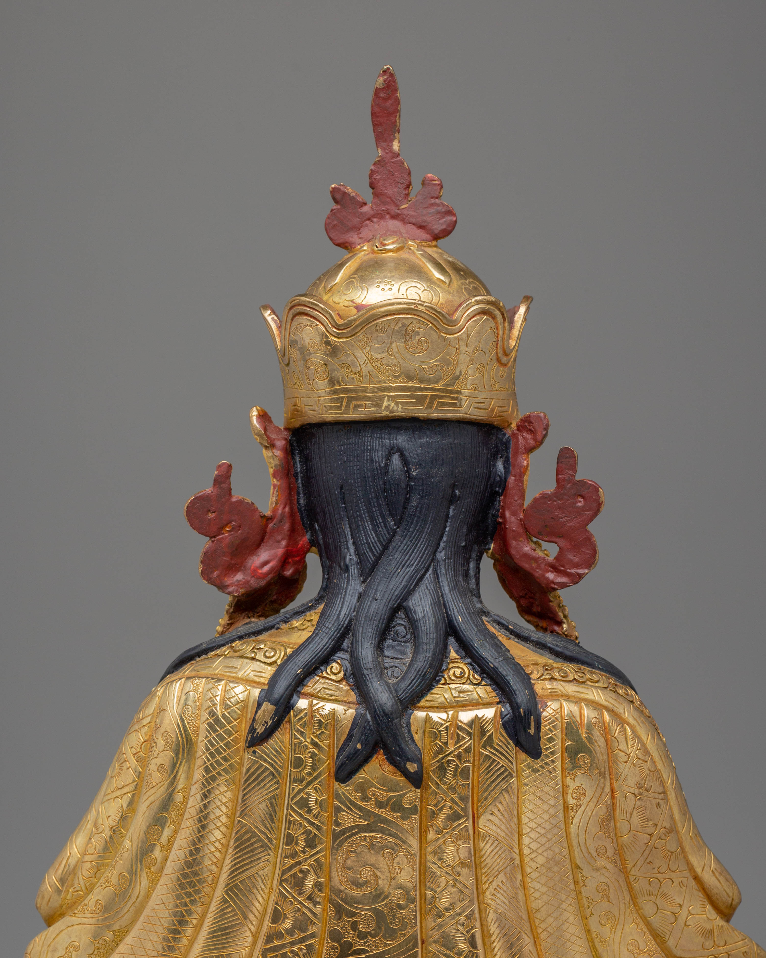 Handcrafted Guru Tsokye Dorje Statue with Copper Body and 24K Gold Gilding