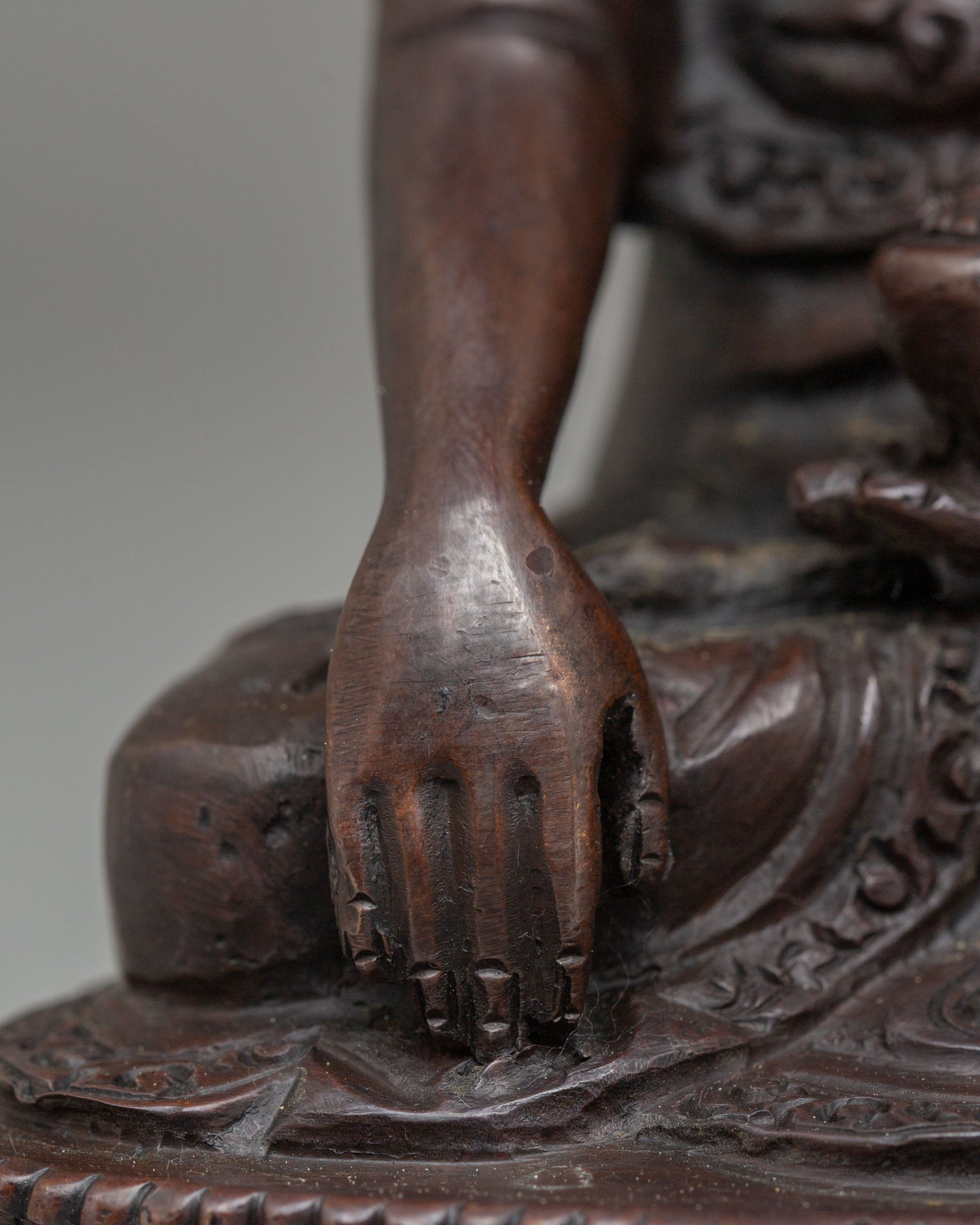 Oxidized Copper Shakyamuni Buddha Statue | Tibetan Artwork