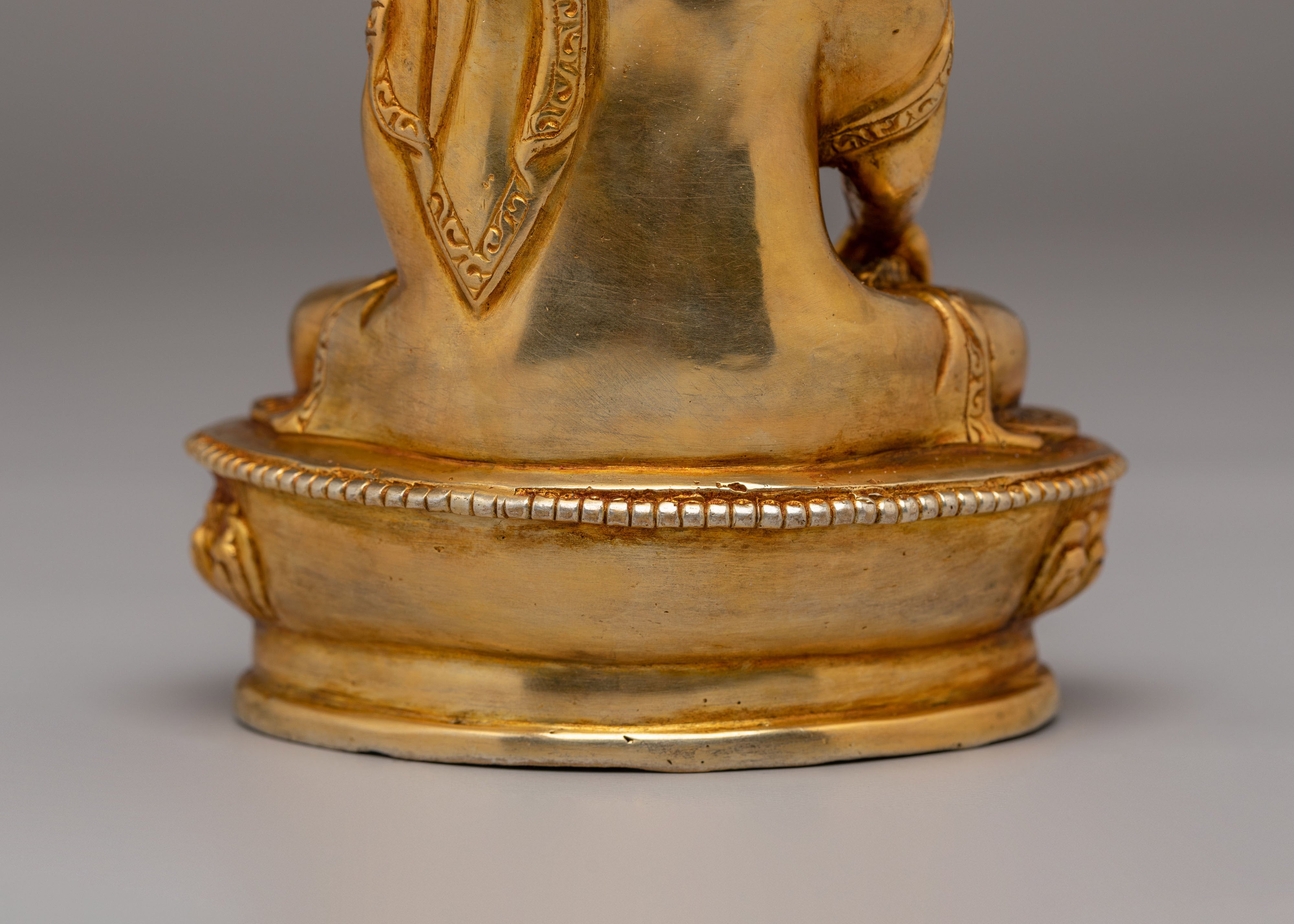 Scared Shakyamuni Buddha Sculpture | Gold Plated Meditation Altar Decor