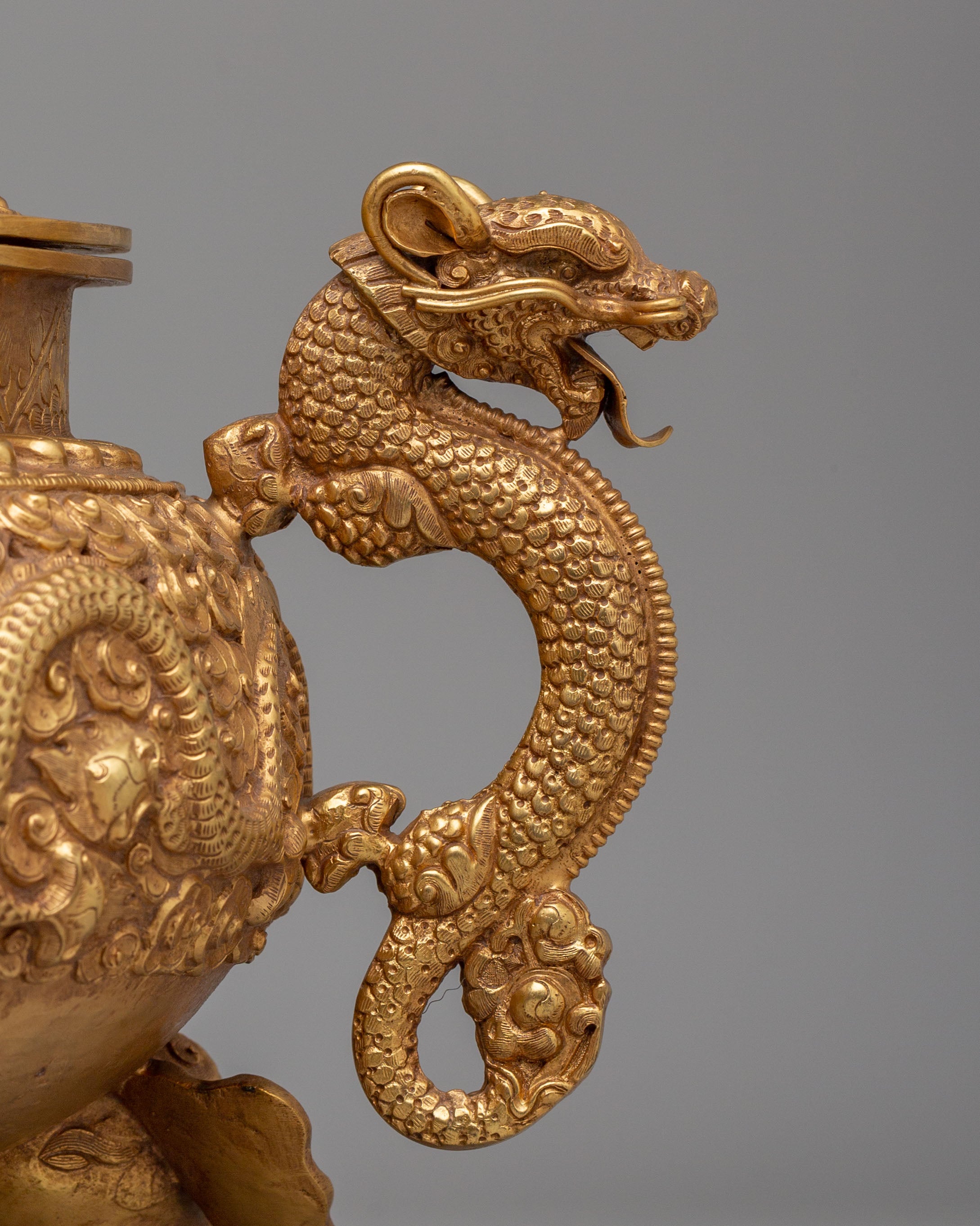 Dragon Handle Incense Burner | Tibetan Ritual Offering Vessel
