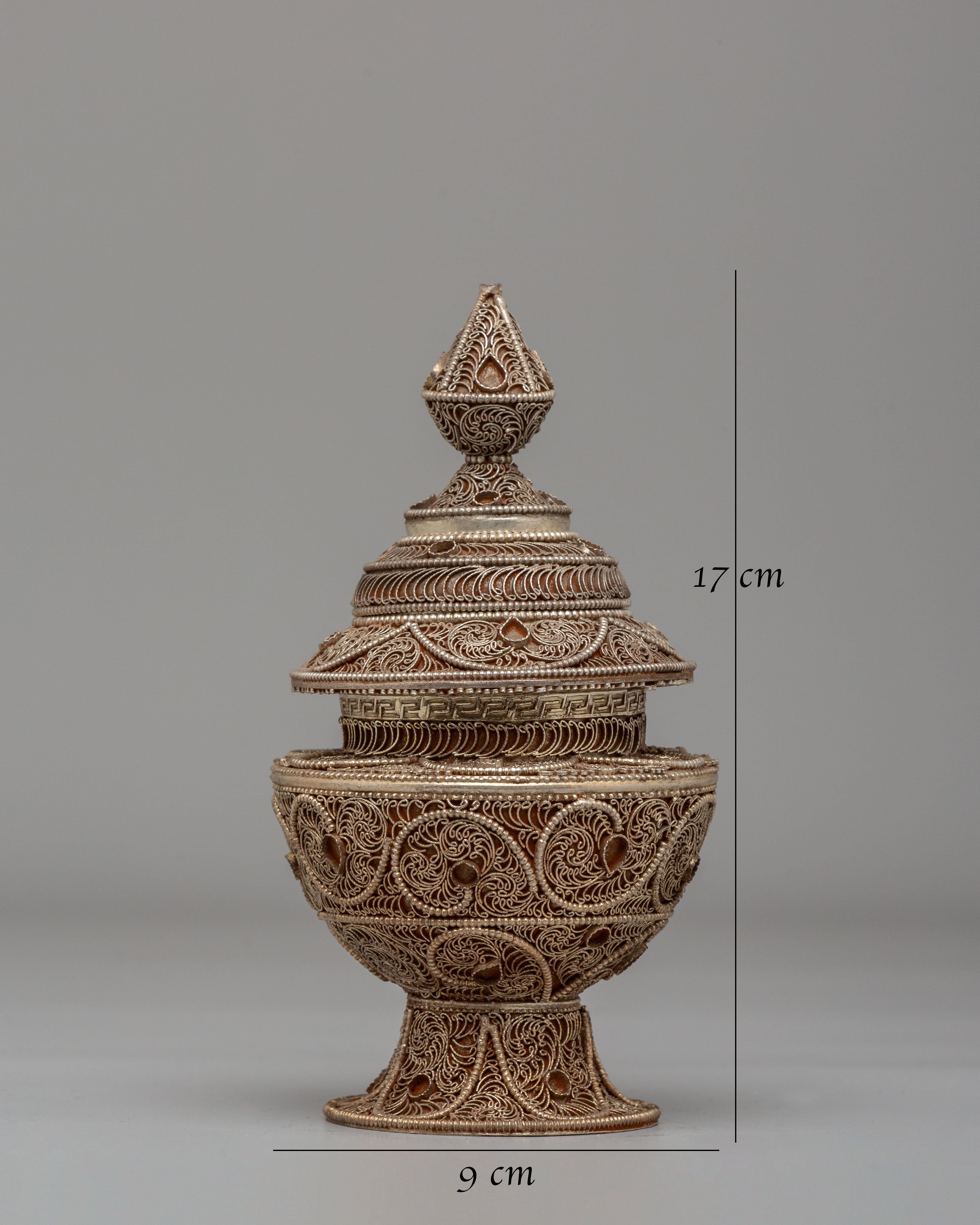 Sacred Buddhist Ritual Rice Pot Vessel | Handcrafted Copper Offering Vessel