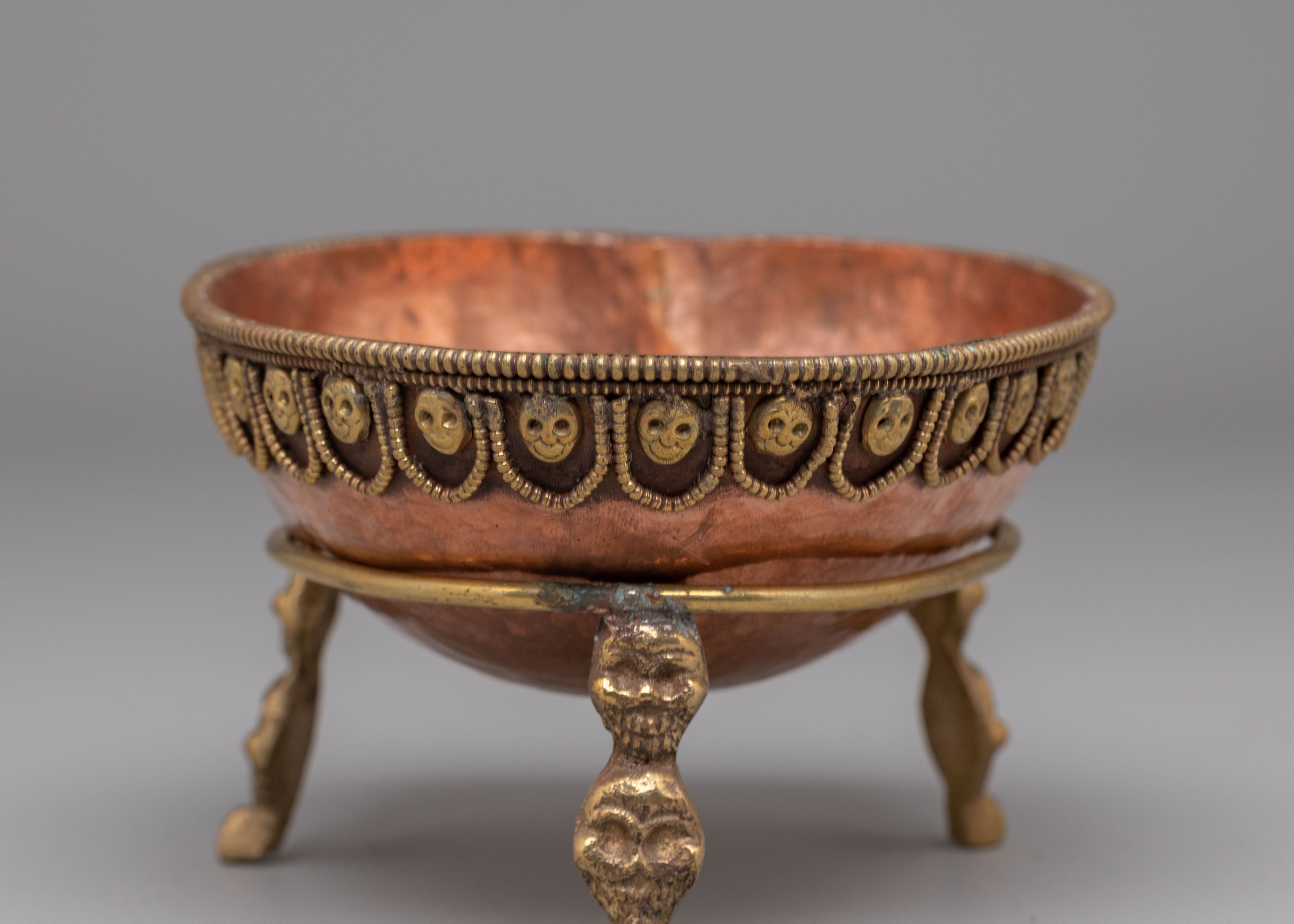 Tibetan Kapala Skull Cup With Stand | Ritual Offerings and Altar Decor