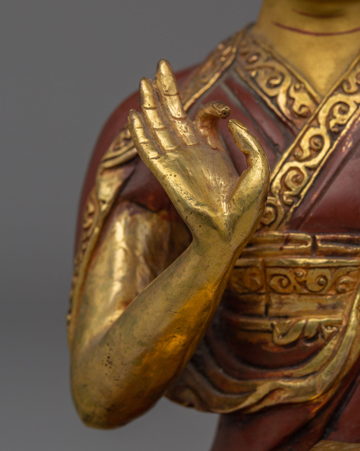 Handcrafted Sacred Tsongkhapa Set Statue | Tibetan Spiritual Artwork