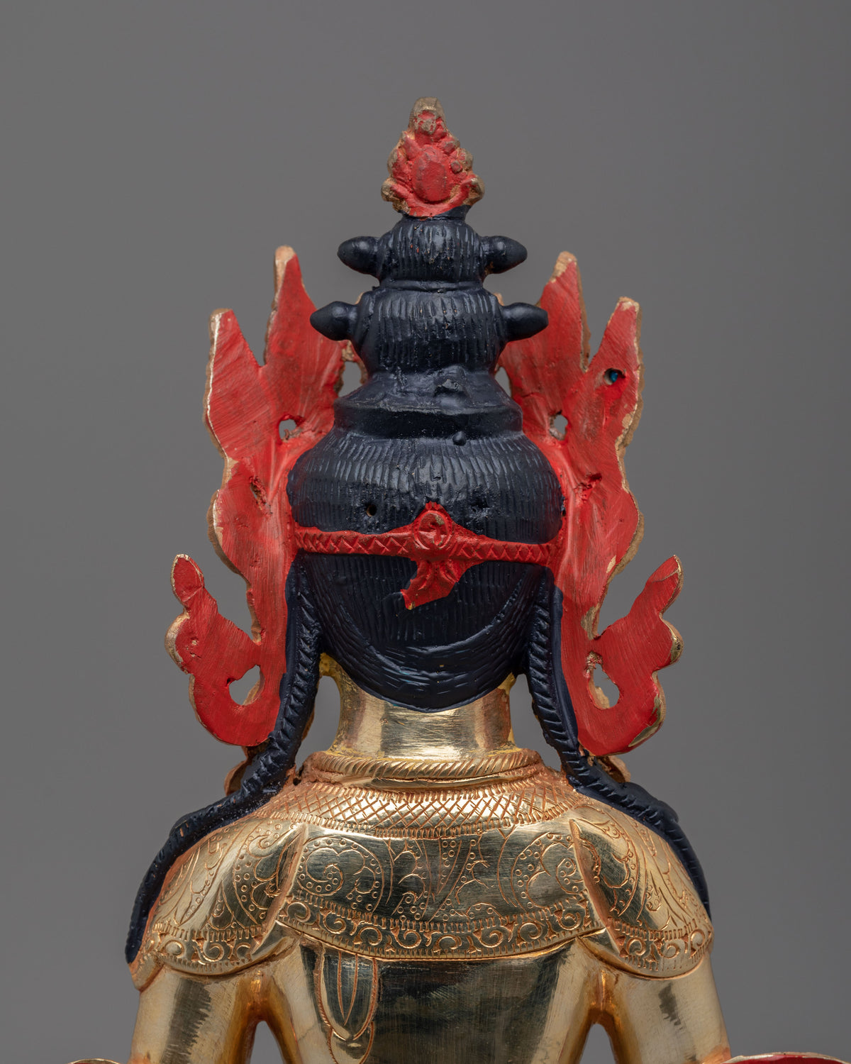 Traditional Amitayus Sculpture | 24K Mercury Gold Plated Copper Statue