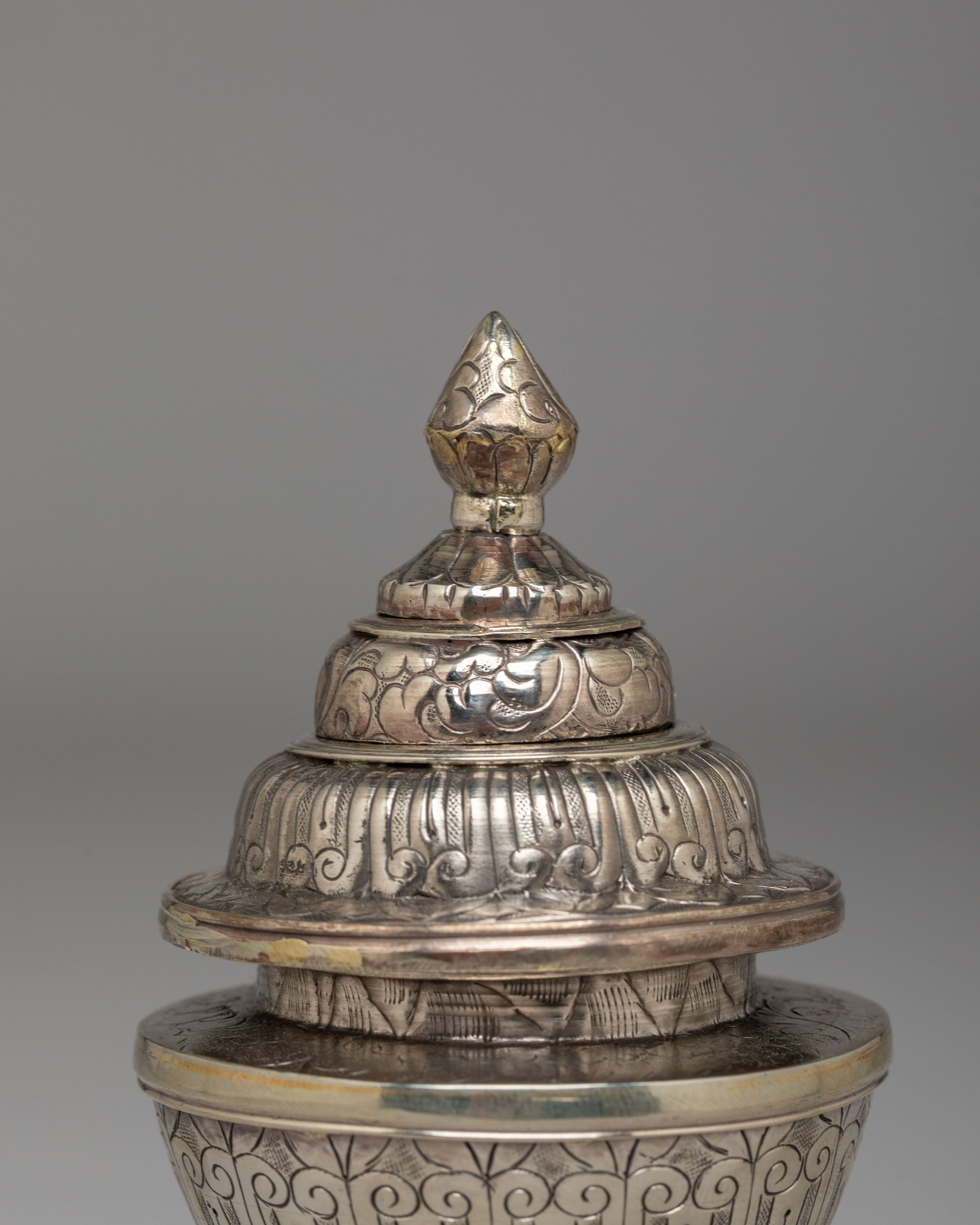 Himalayan Buddhist Offering Rice Pot | Sacred Altar Pot for Ritual Offerings