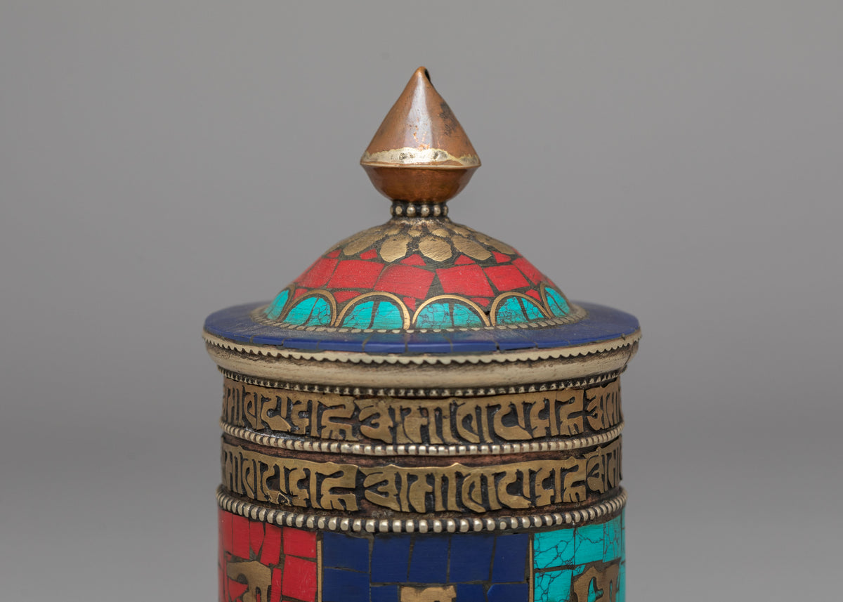 Handcrafted Prayer Wheel for Abundance | Tibetan Mantra Spinner