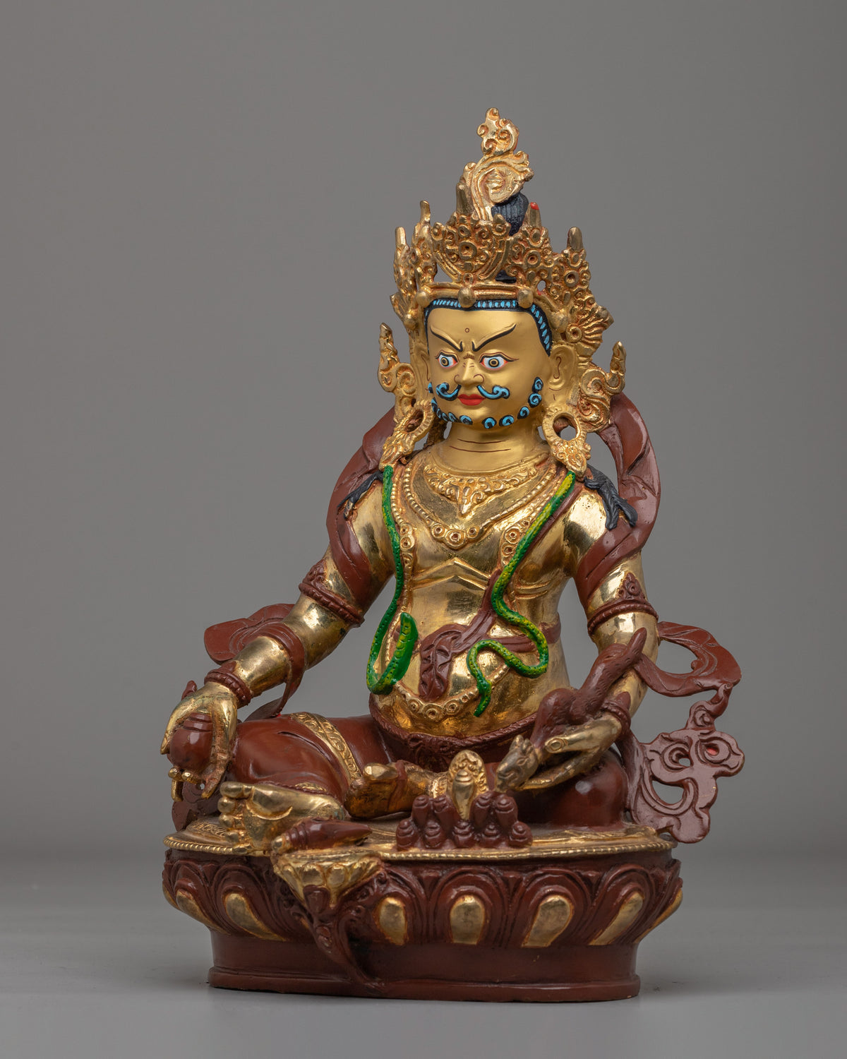 Sacred Dzambhala God of Wealth Statue | Tibetan Prosperity Idol for Altar