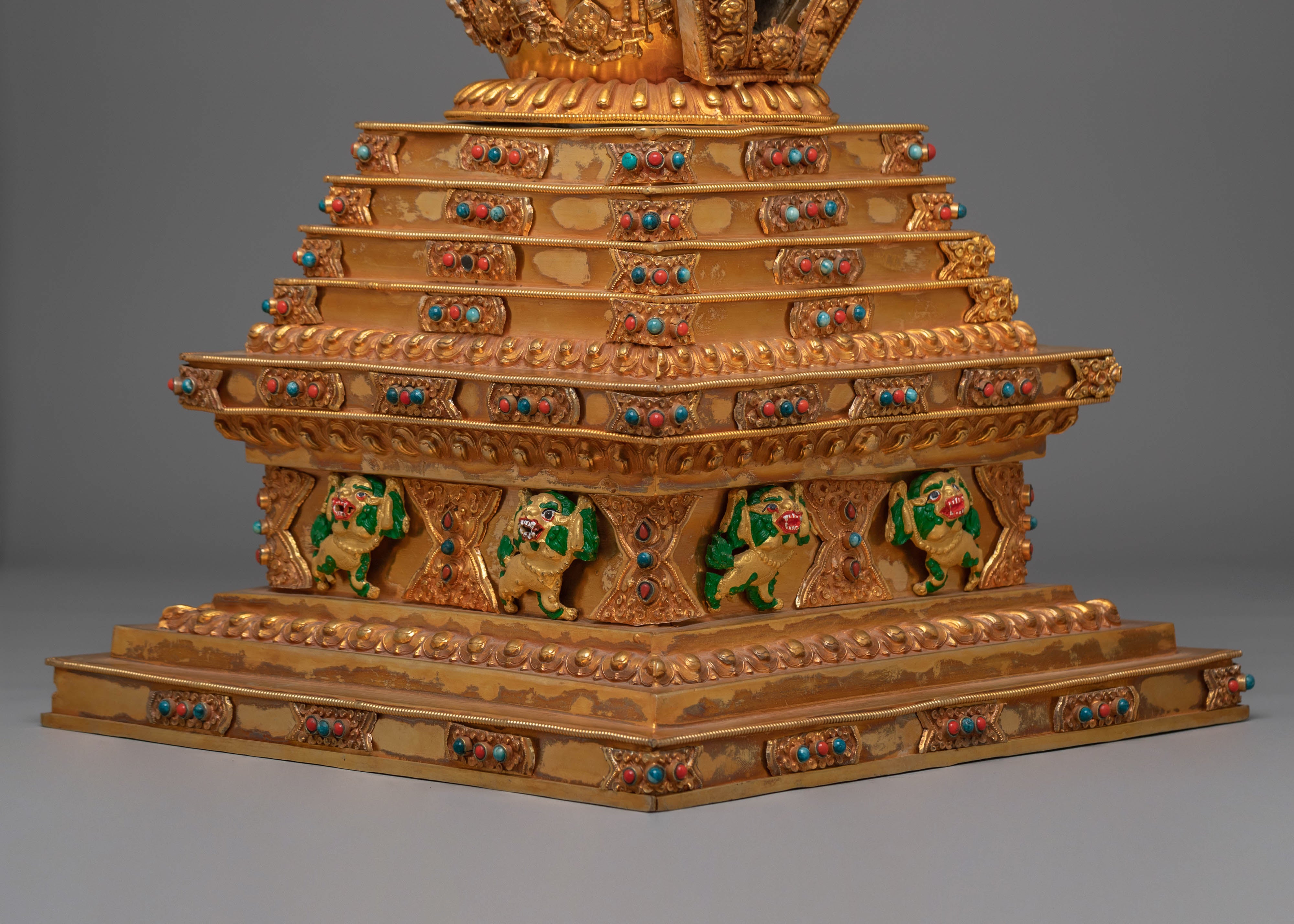 Spiritual Handcrafted Tibetan Stupa | Copper with Gold Plating