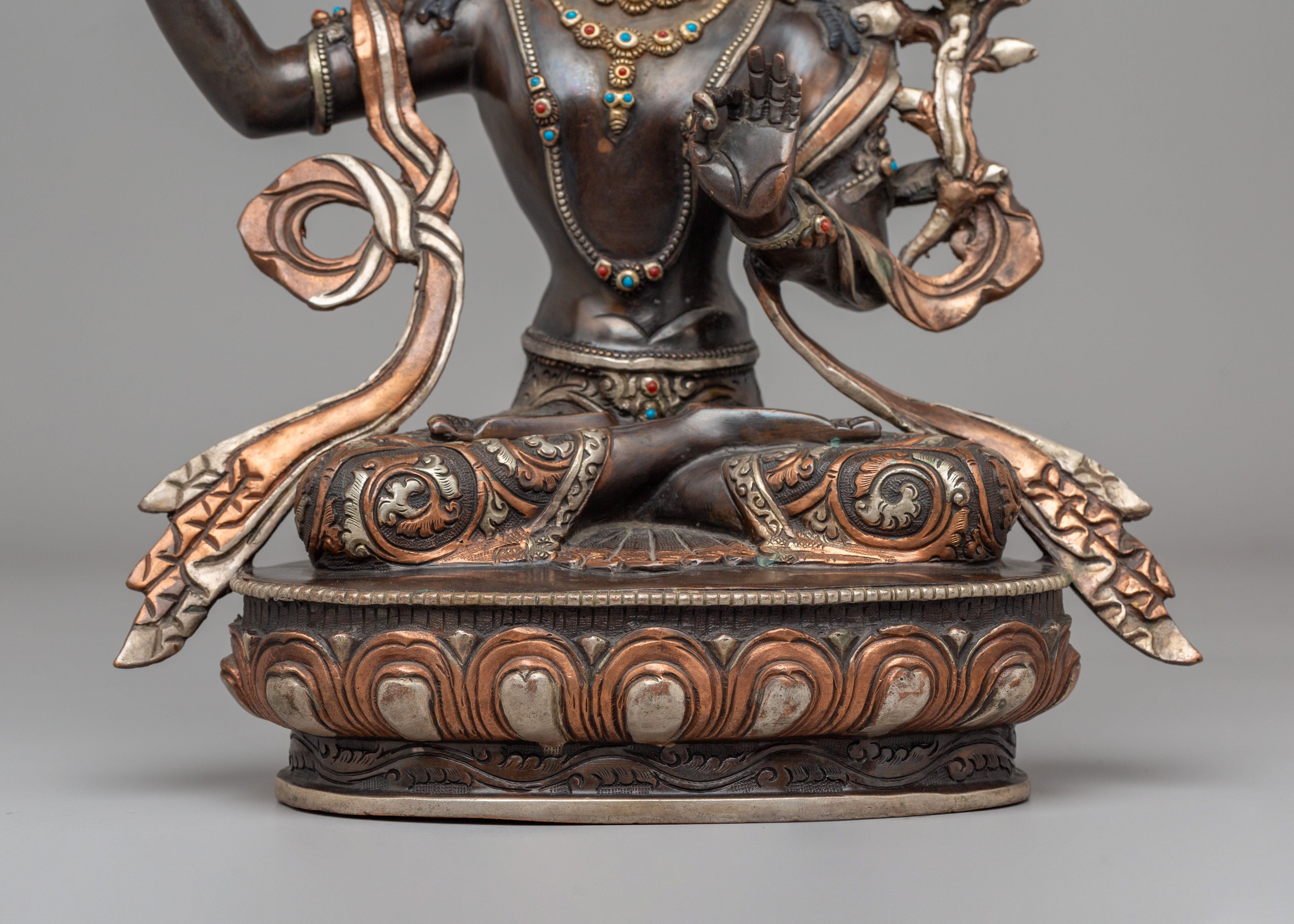Tibetan Manjushri Wisdom Deity Statue | Sacred Sculpture for Meditation and Decor