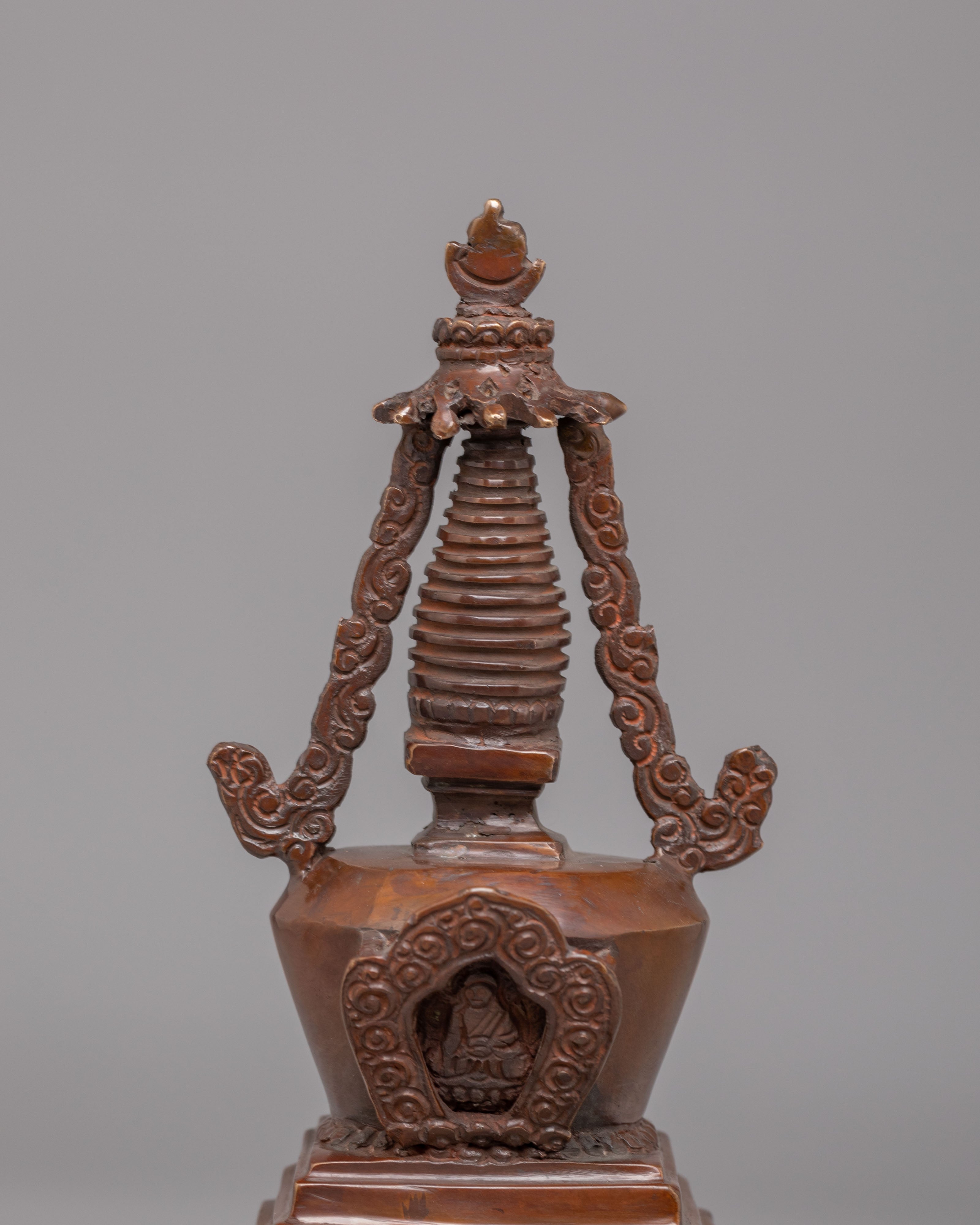 Buddhist Altar Enlightenment Stupa | Handcrafted Copper Stupa