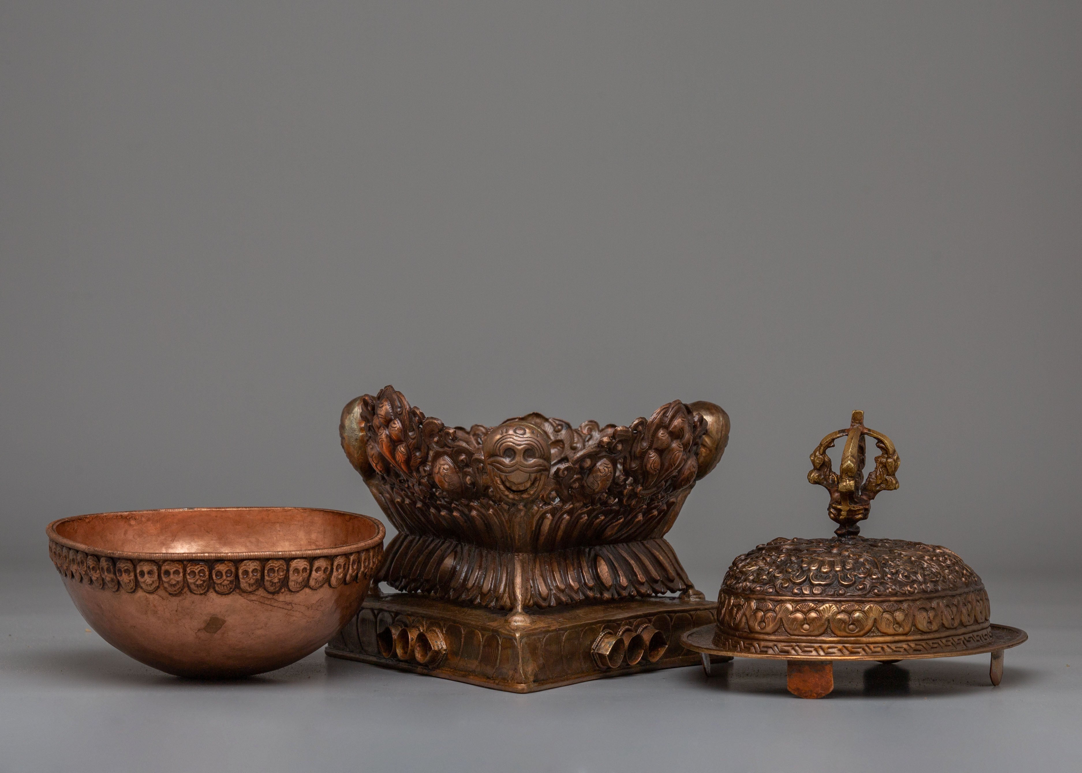 Sacred Altar Kapala | Copper Skull Cup for Rituals