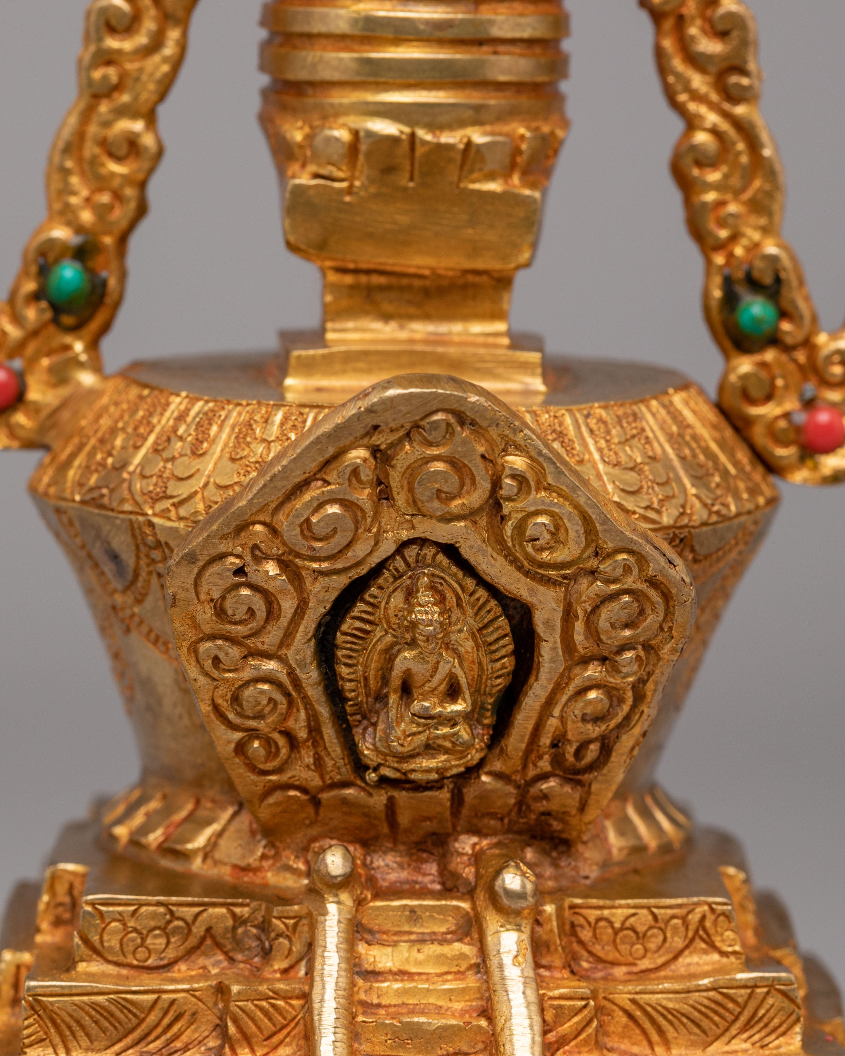 Buddhist Descent from Heaven Stupa | Sacred Tibetan Art for Spiritual Meditation