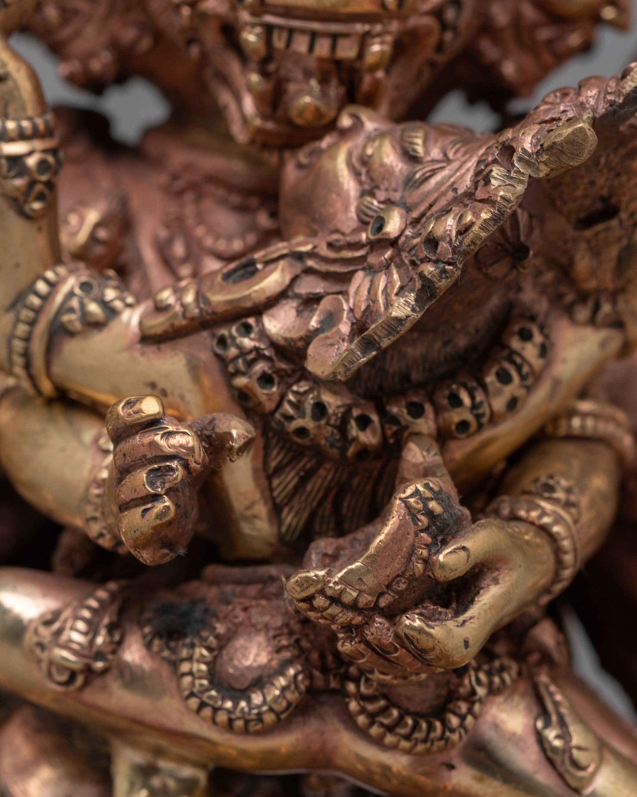 Handmade Yamantaka with Consort Statue | Wrathful Deity Sculpture for Meditation