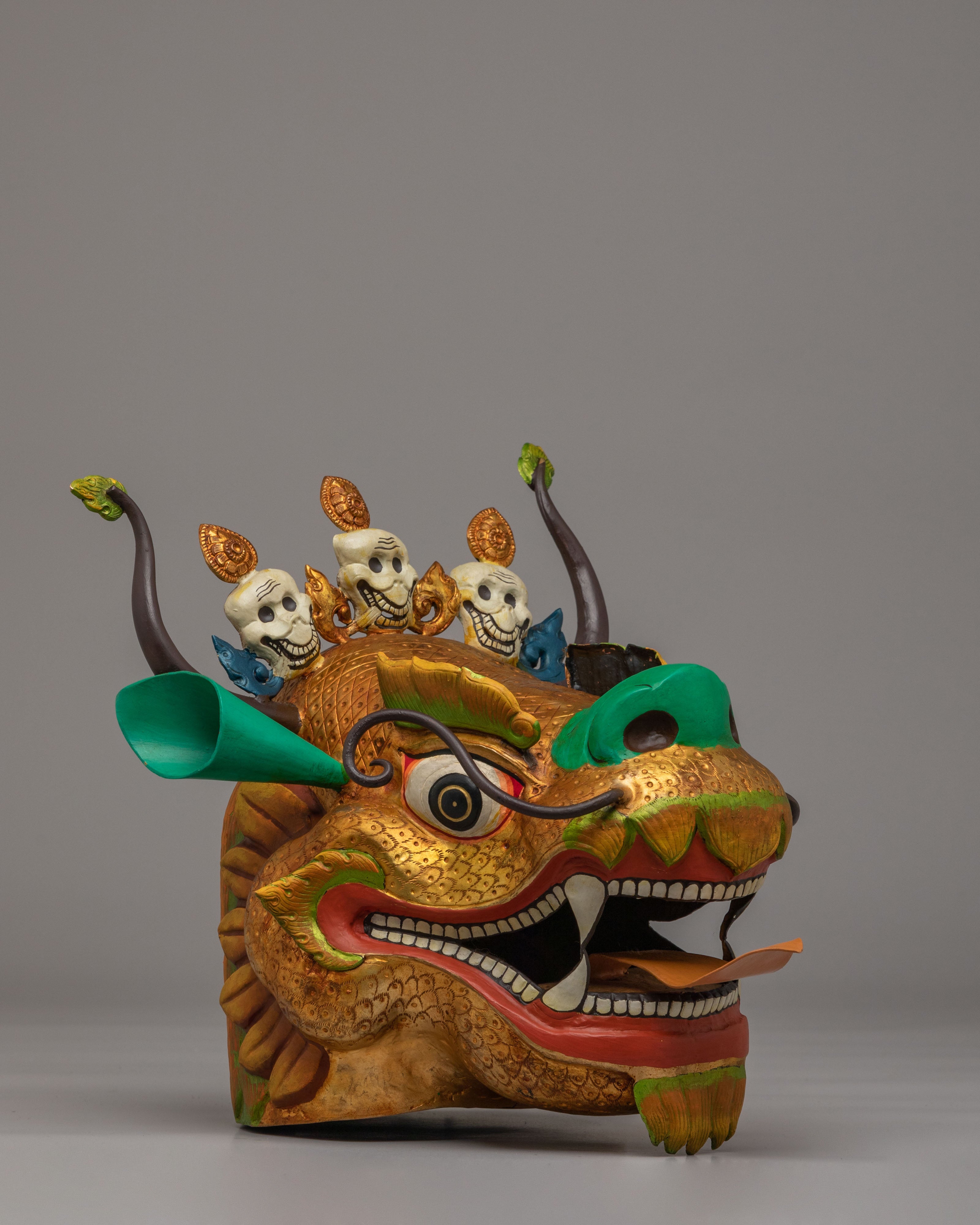 Dragon Head Set for Decor | Handcrafted Copper & Acrylic Color Art