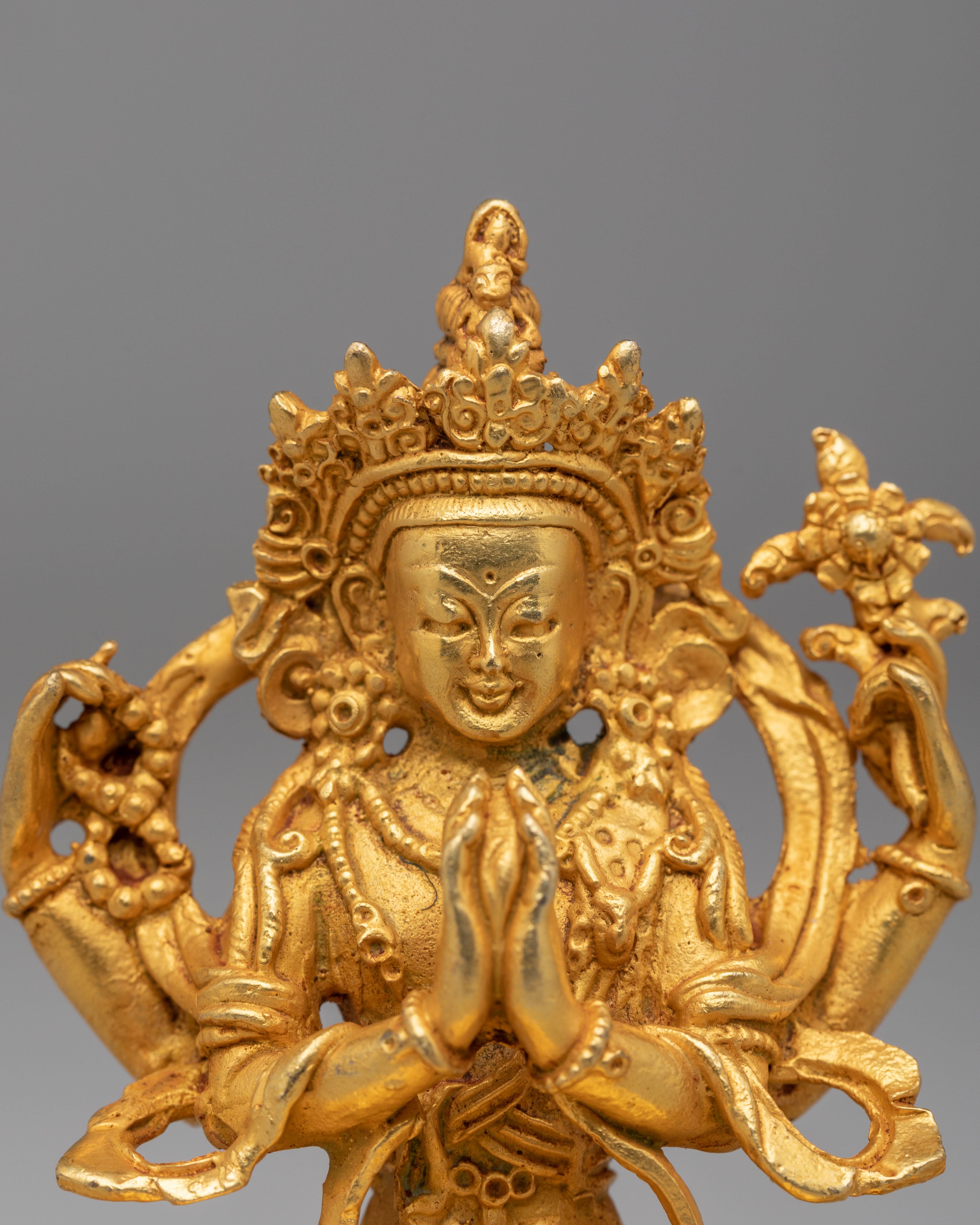 Himalayan Six Deities Statue Set | Gold Plated Buddhist Altar Decor