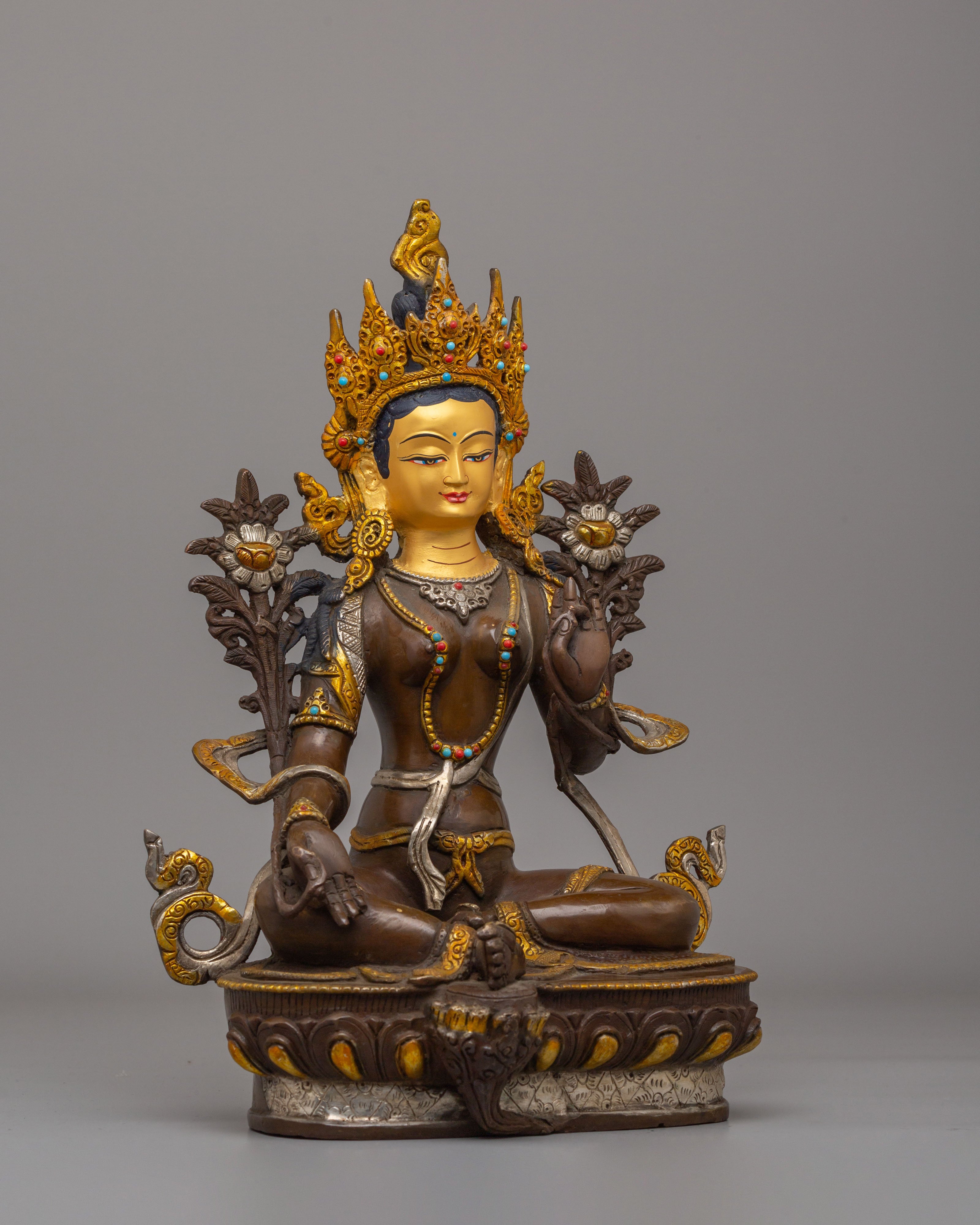 Tibetan Goddess Green Tara Statue | Handmade Artwork of Compassion
