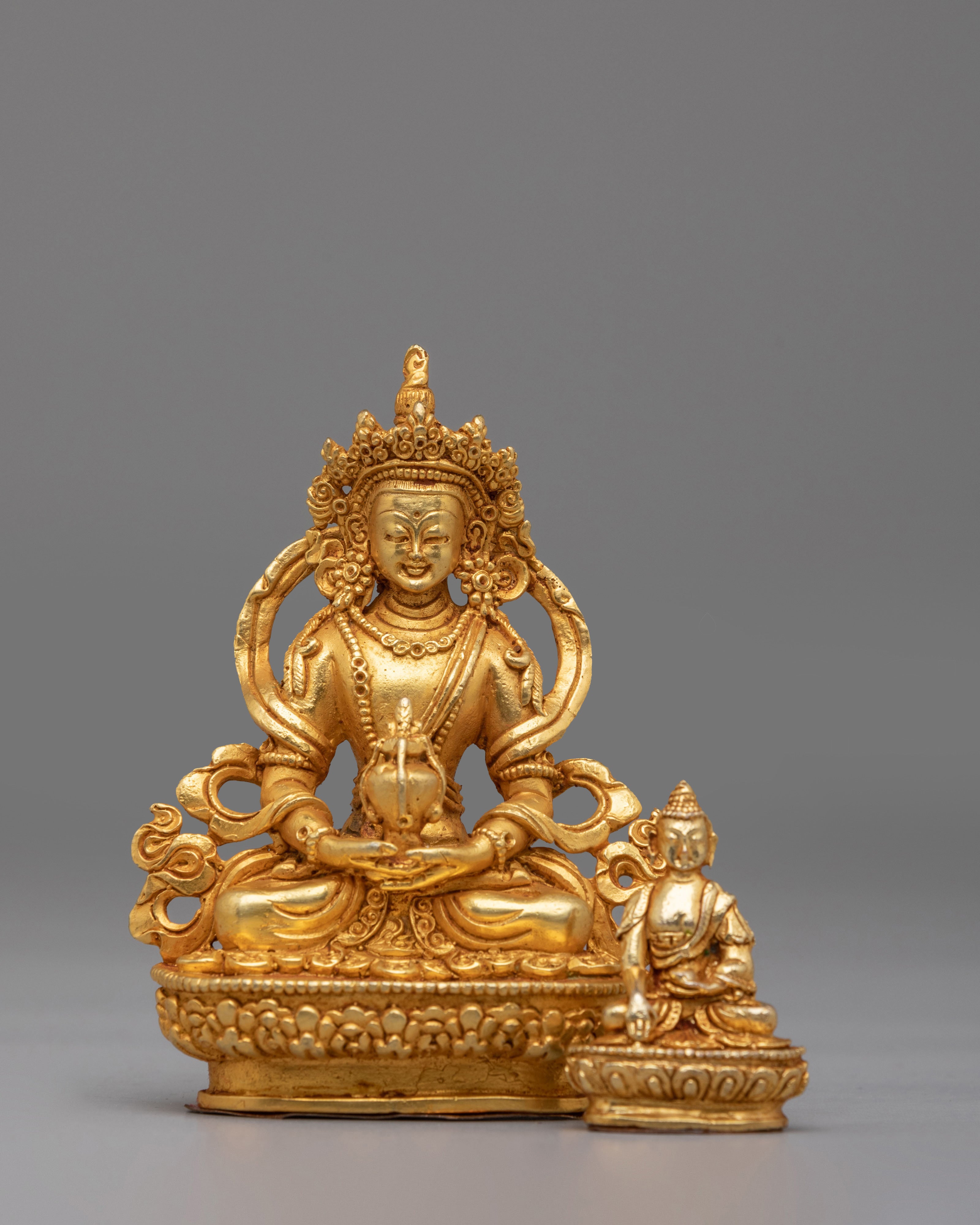 Sacred Amitayus Long Life Buddha Statue | Handmade Tibetan Sculpture
