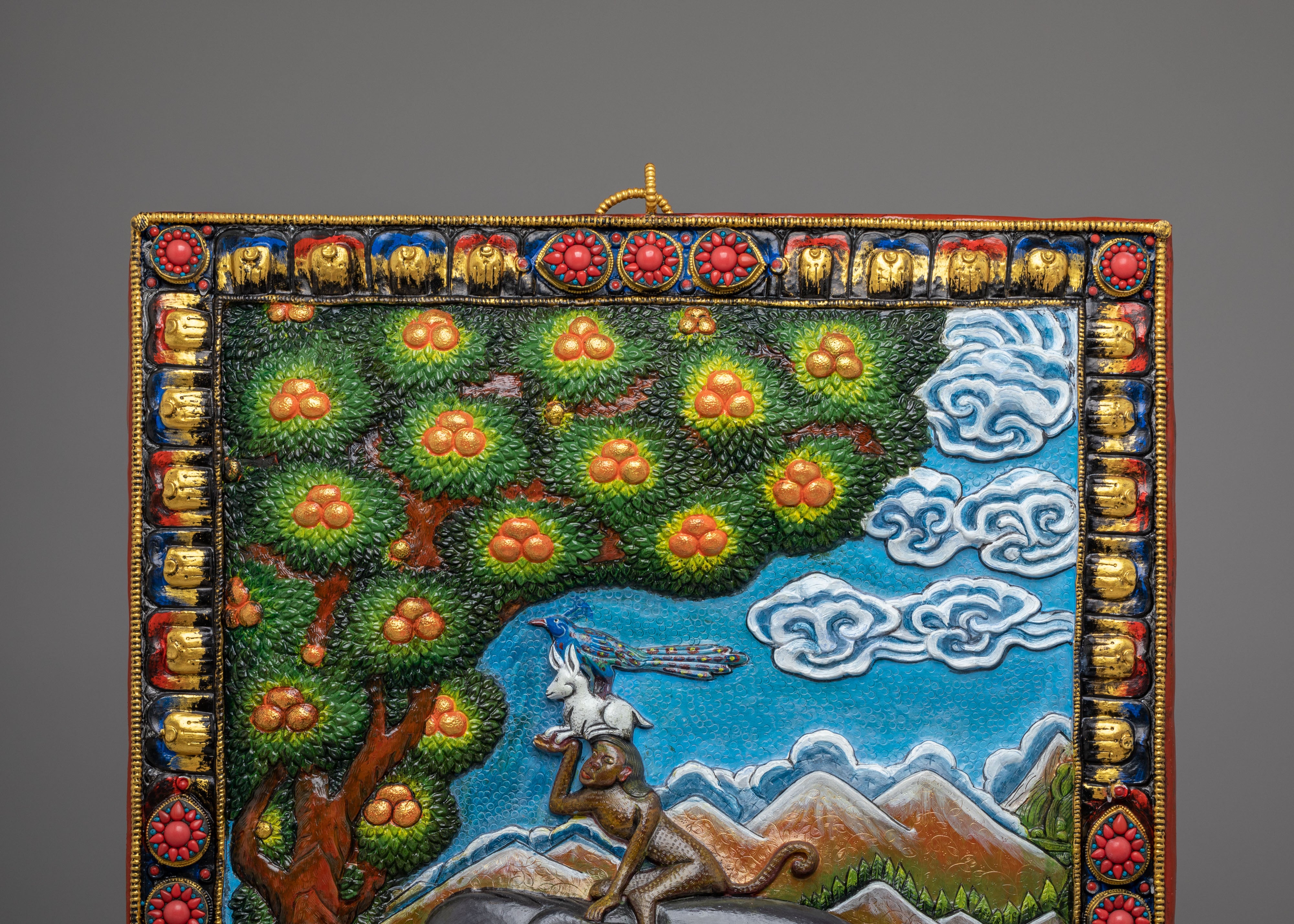Handcrafted 4 Harmonious Friends Wall Hanging | Buddhist Sacred Wall Decor