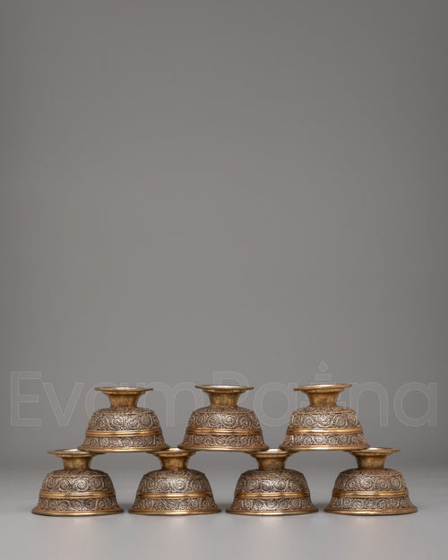 Ceremonial Offering Bowl Set | Tibetan Altar Bowls
