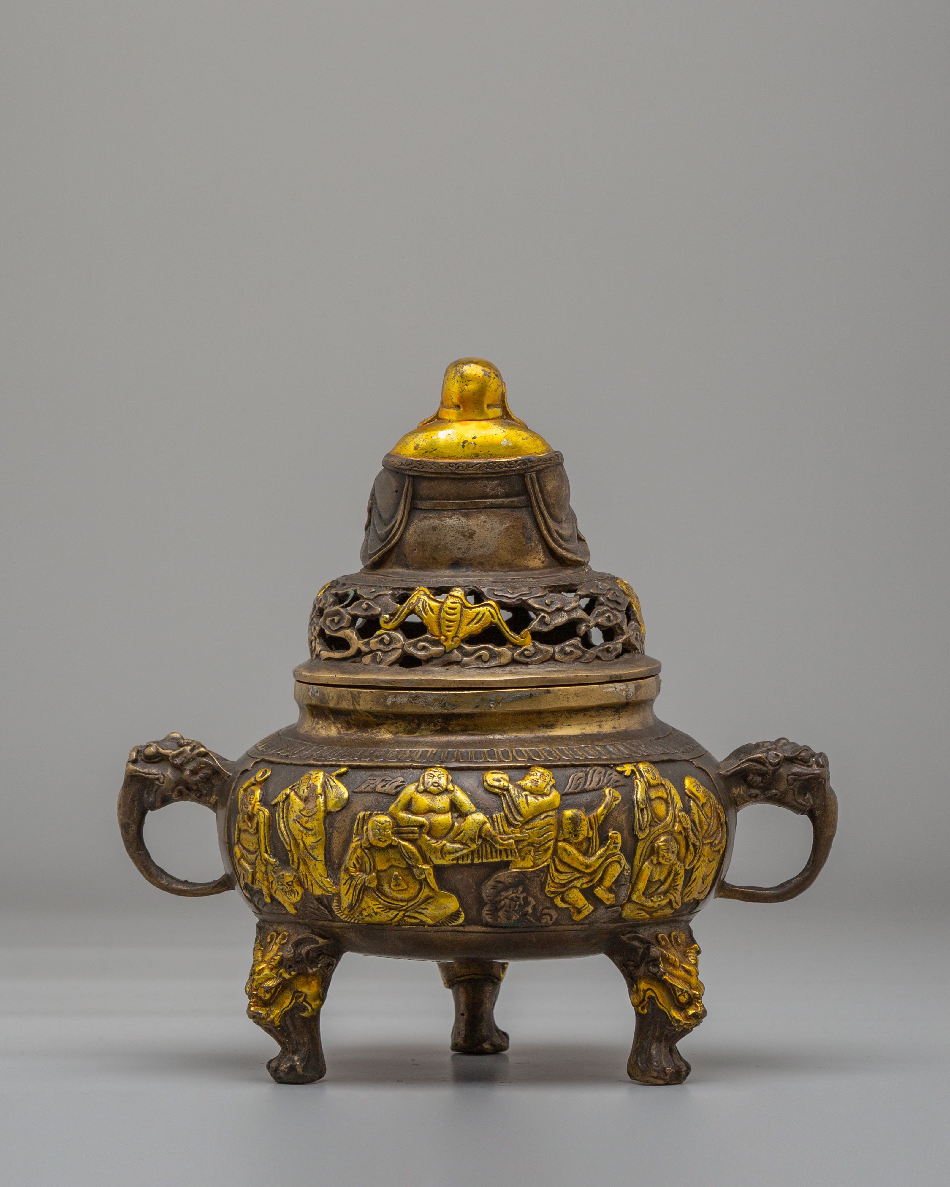 Traditional Laughing Buddha Incense Burner | Buddhist Ritual Incense Burner