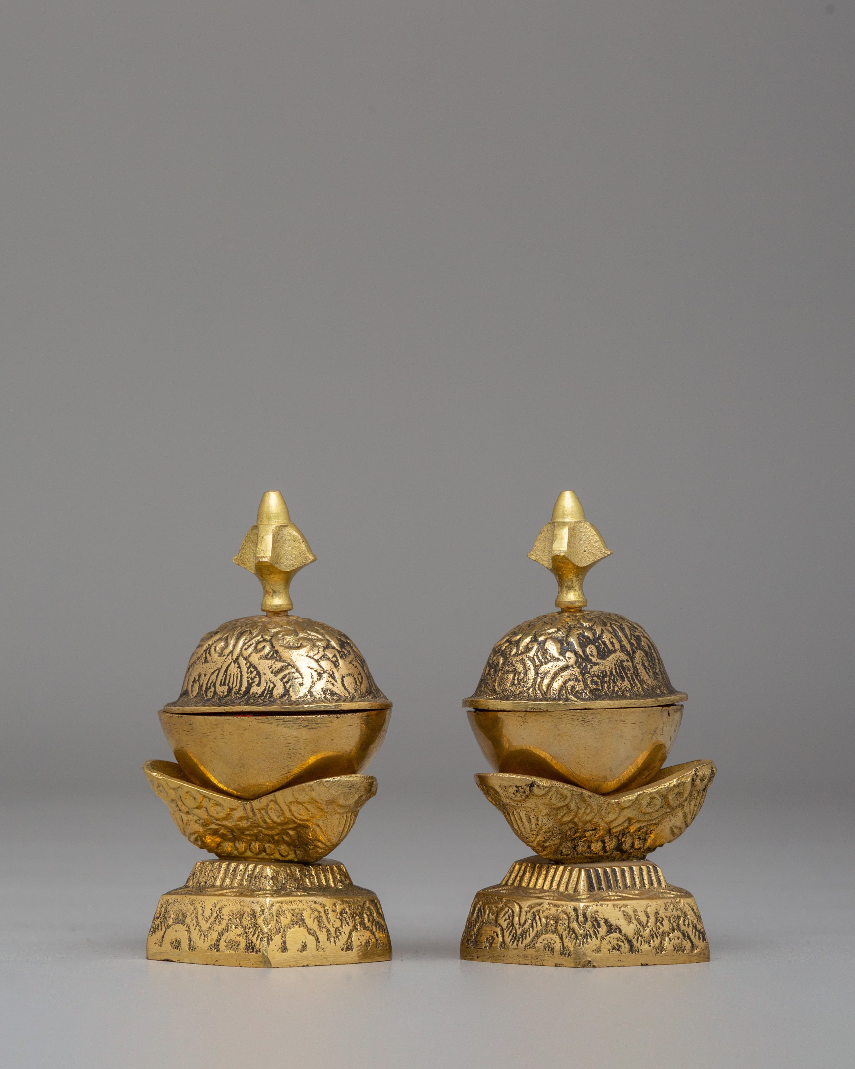 Sacred Buddhist Kapala Set for Altar | Ritual Offering Vessels