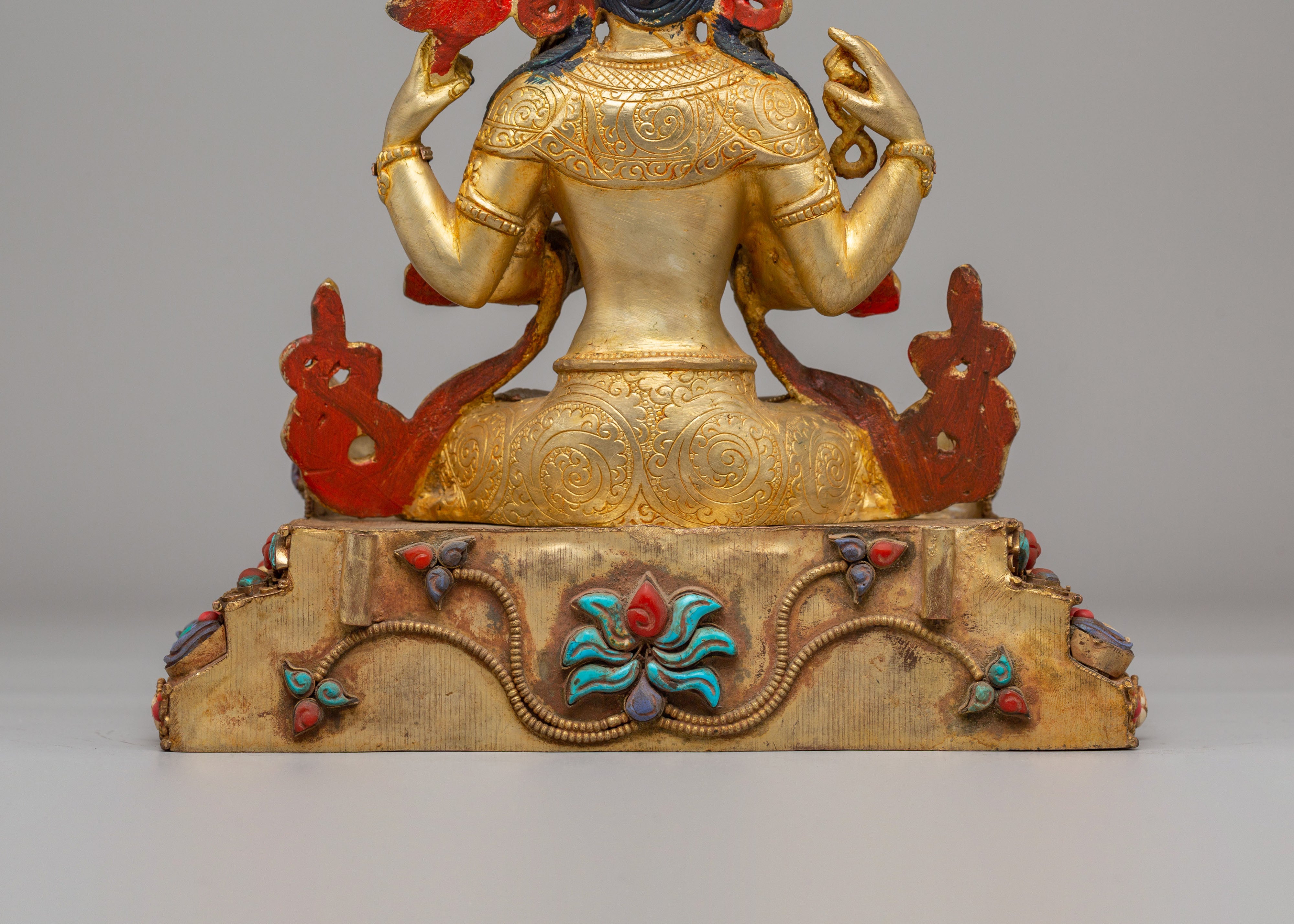 Handmade Chenrezig Statue on Throne | Tibetan Bodhisattva Statue