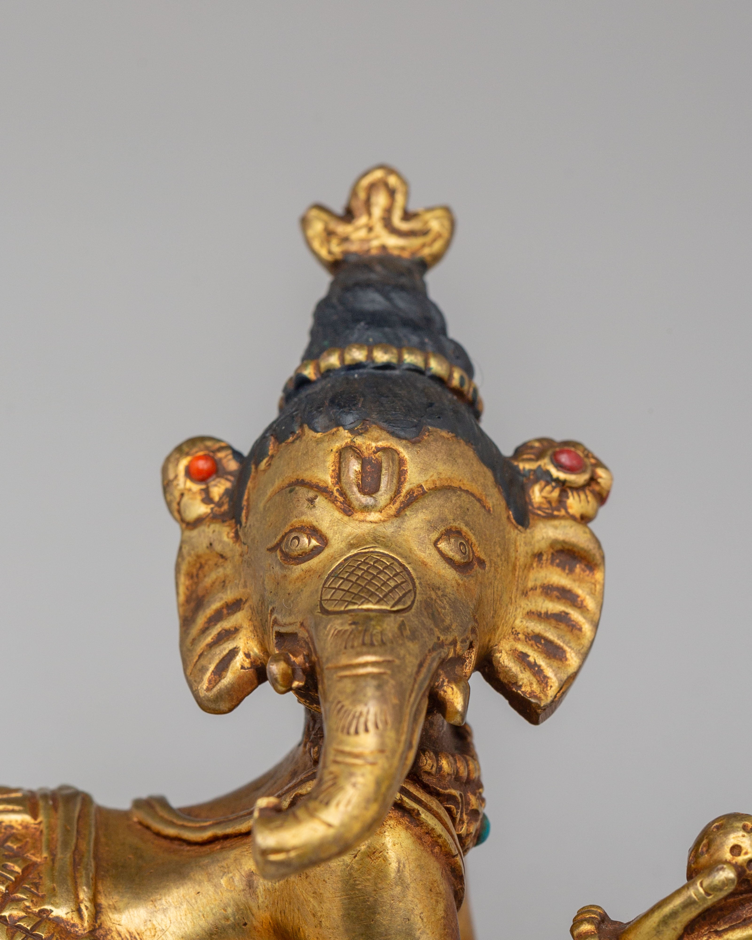 Divine Ganesh God Statue | Gold Plated Copper Sculpture