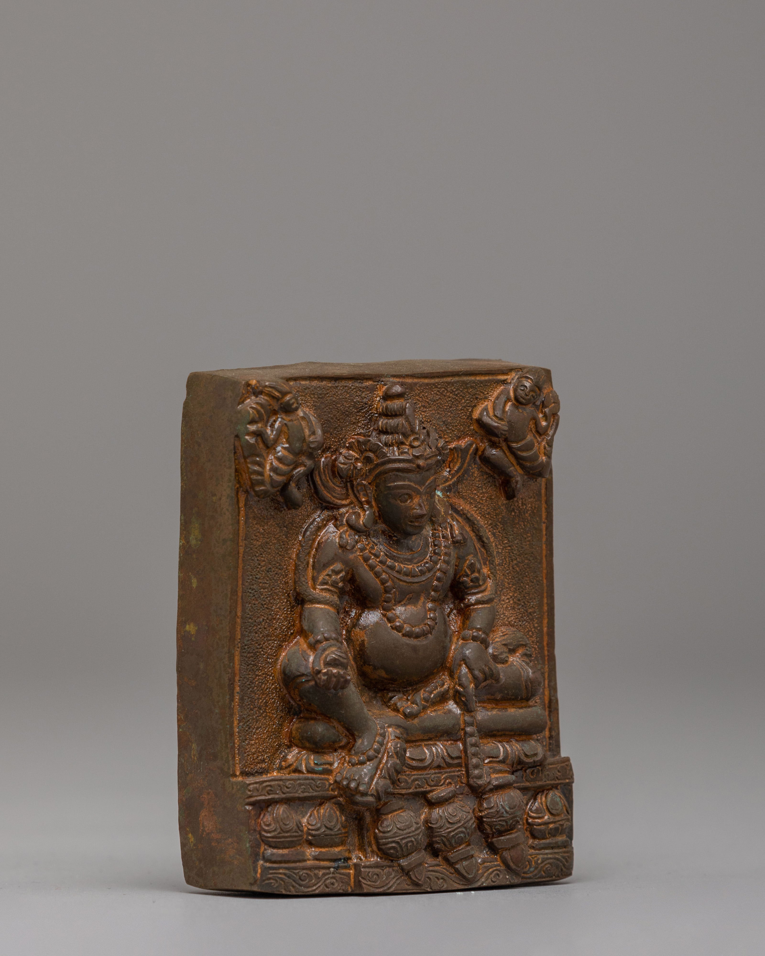 Sacred Dzambhala Buddhist Relief Sculpture | Tibetan Wealth Deity Artwork