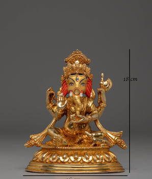 Lord Ganesha Statue for Altars | Gold Plated Copper Figurine
