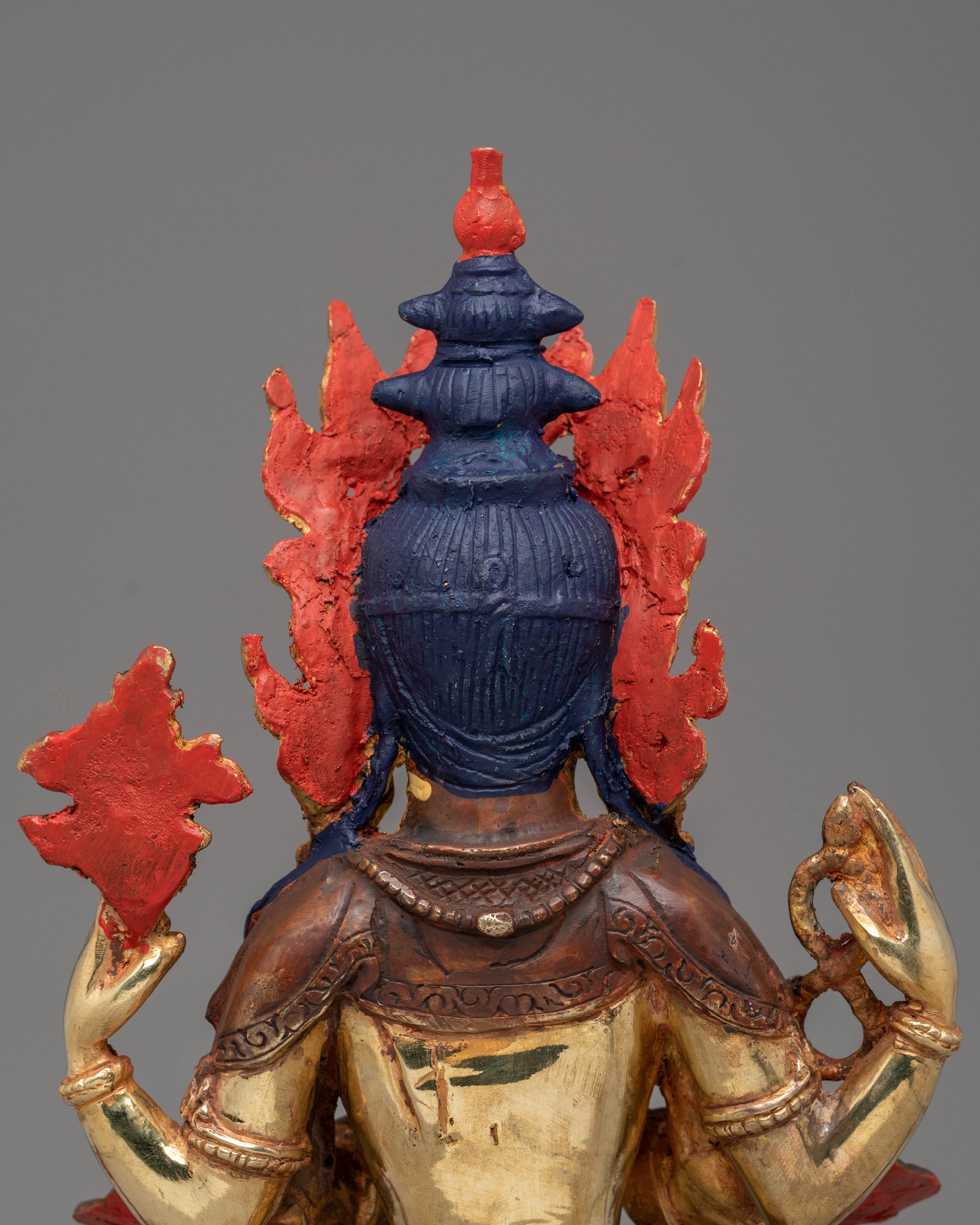 Tibetan Compassion Bodhisattva Statue | 24K Gold Plated Buddhist Sculpture
