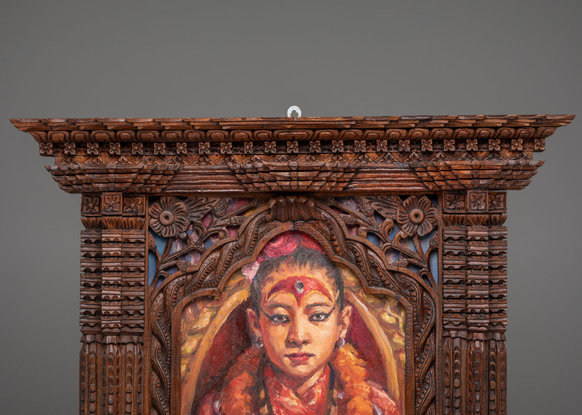 Kumari Photo Frame Wall Hanging | Hand-Painted Nepalese Sacred Artwork