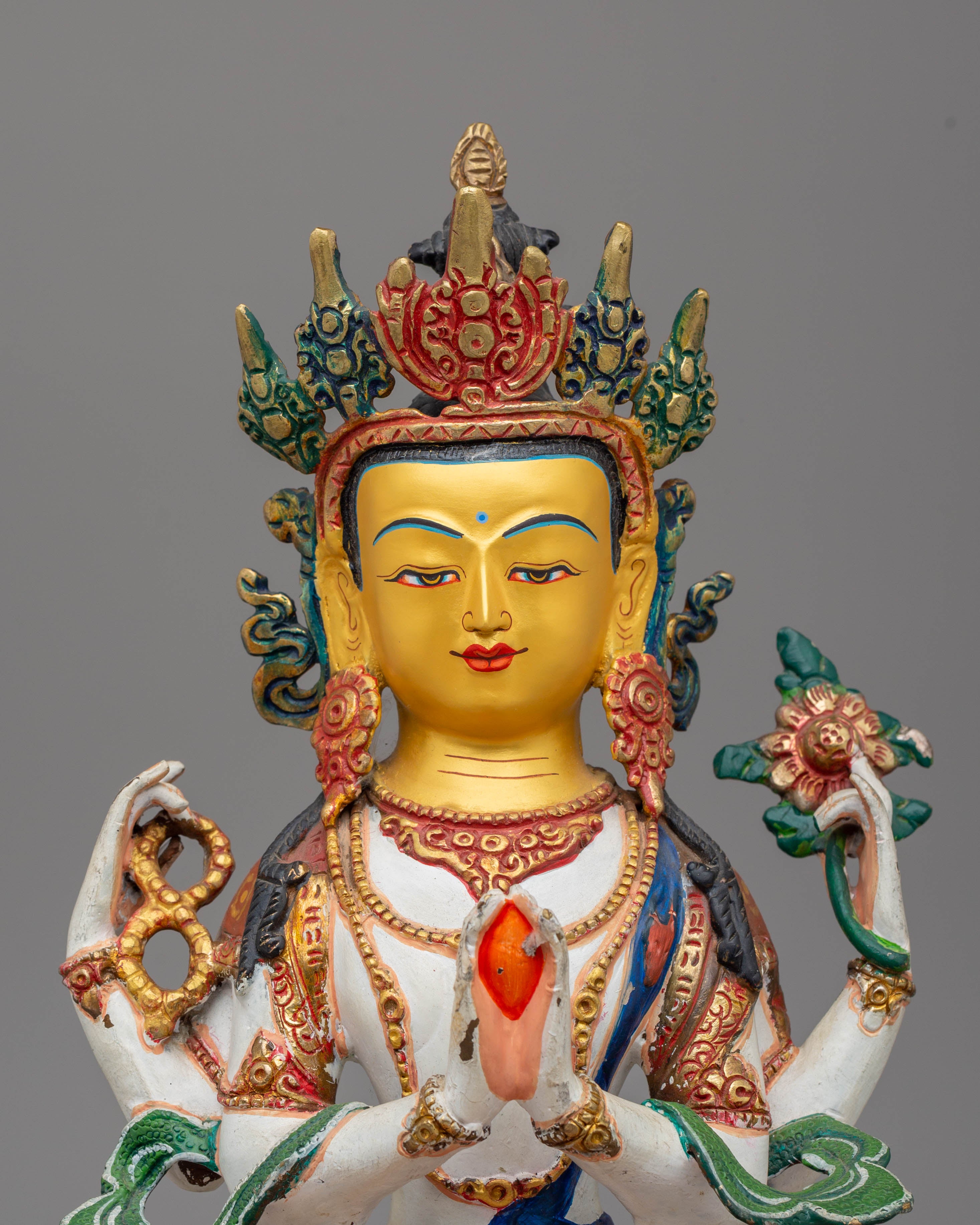 Bodhisattva four-armed Chenrezig statue | Handcrafted Copper Statue