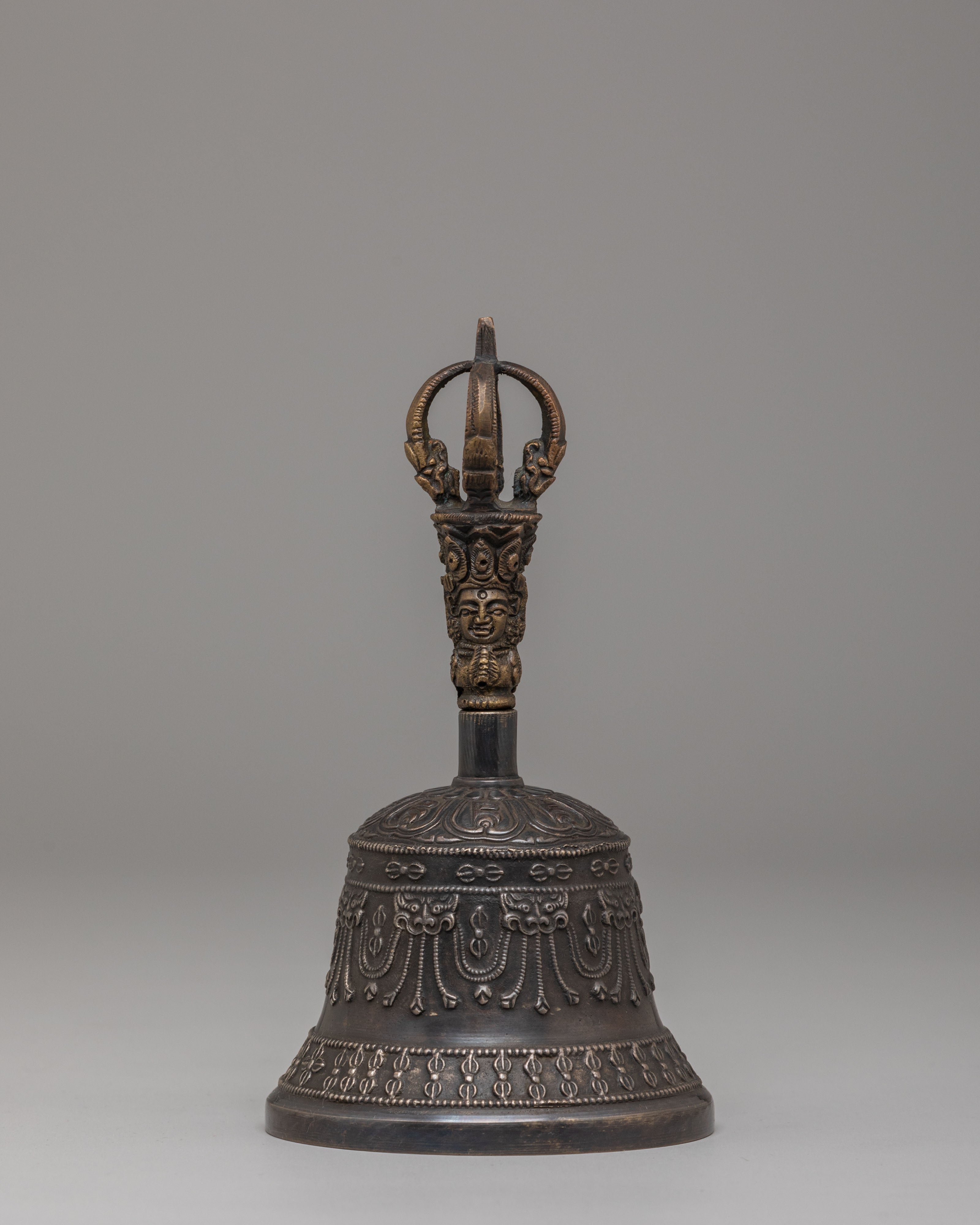 Decorative Tibetan Vajra & Bell Set | Bronze Brass Buddhist Meditation Tool