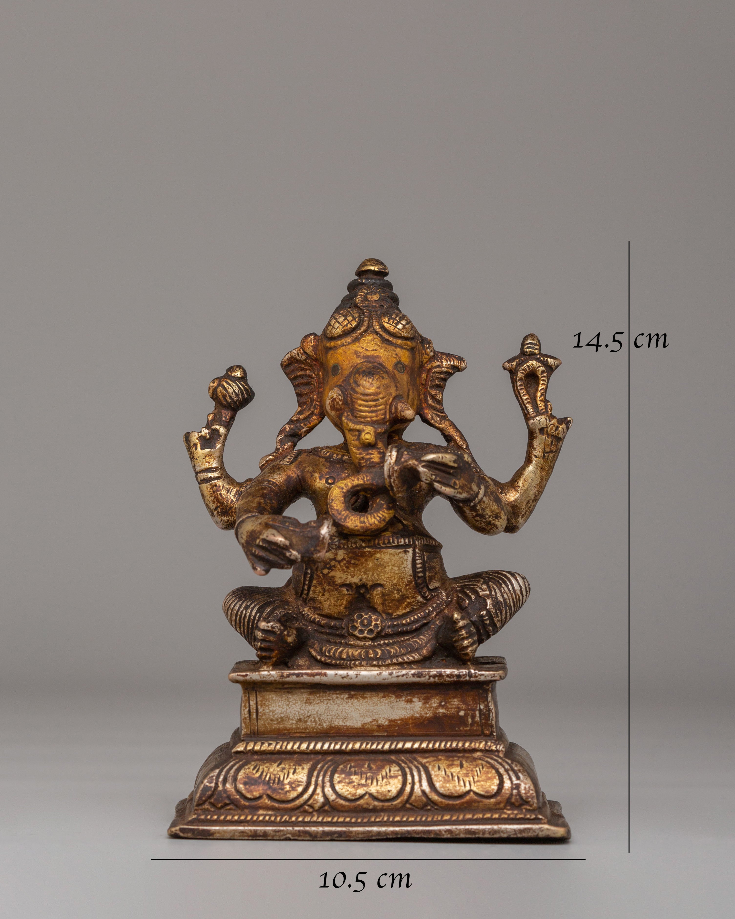 Ganesha Prosperity Statue | Antique Finishing, 24K Gold Plating, and Silver Plating