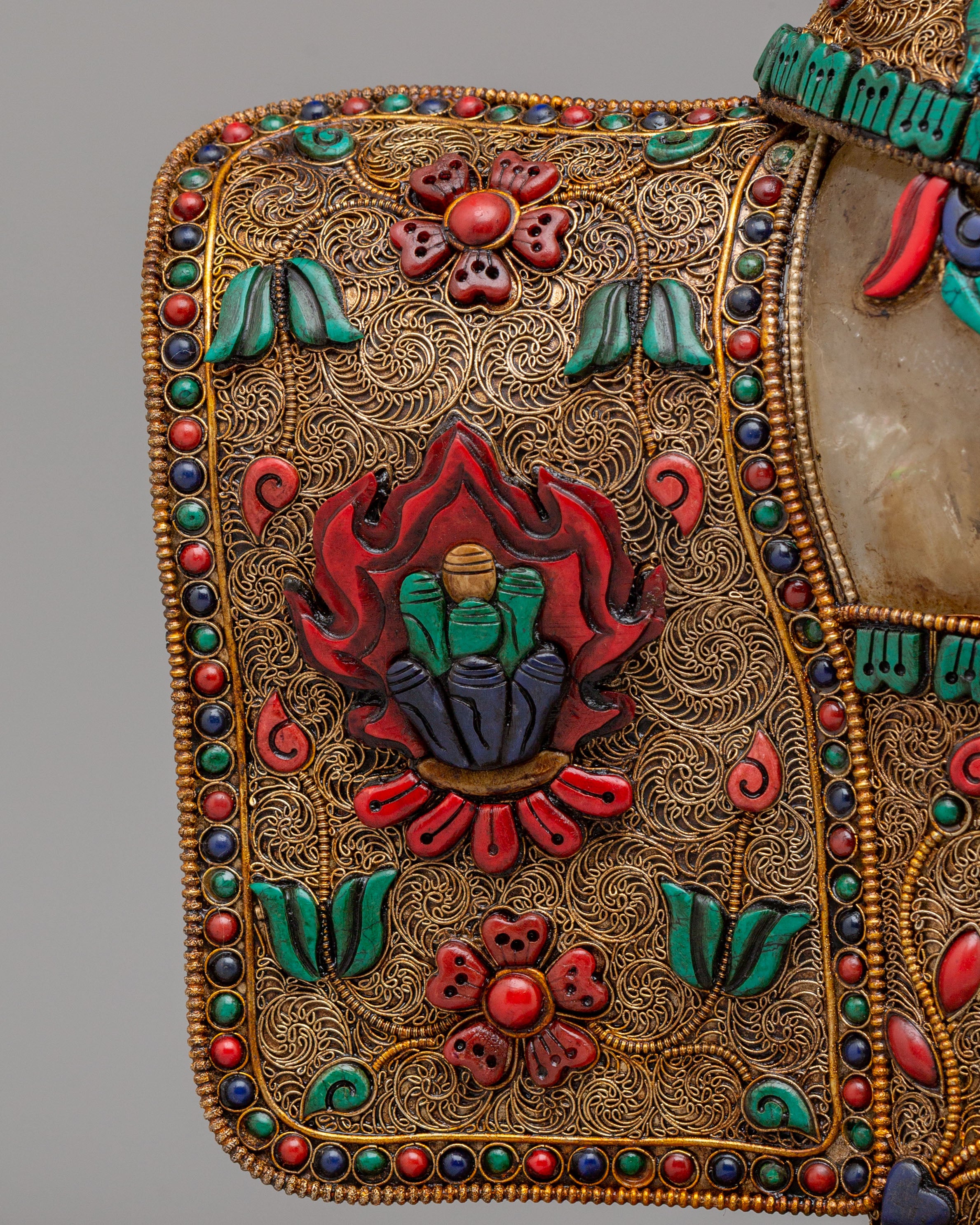 Sacred Ritual Conch | Copper Crystal Buddhist Altar Decor