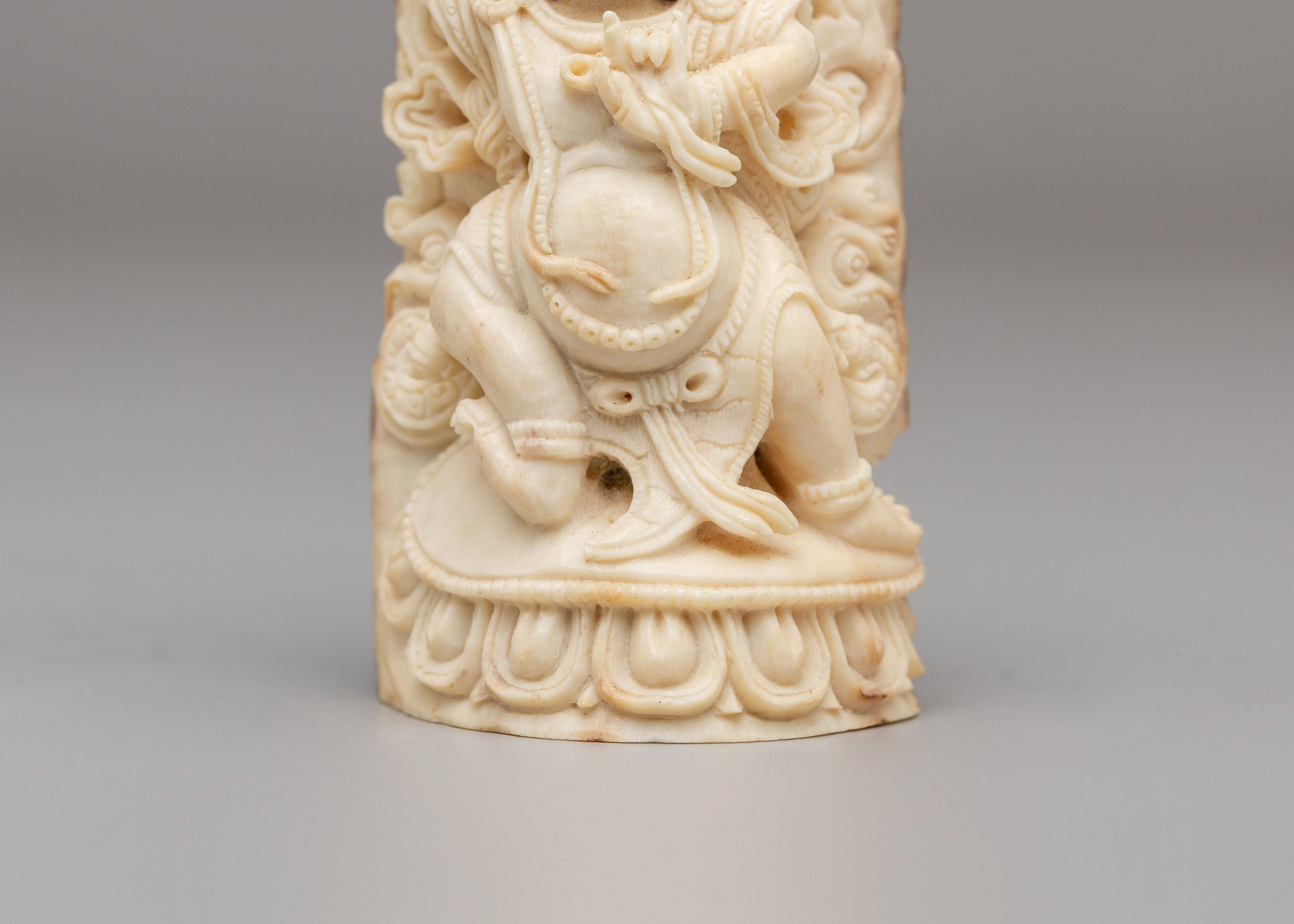 Handcrafted Vajrapaṇi Bone Sculpture | Tibetan Protector Deity Figurine
