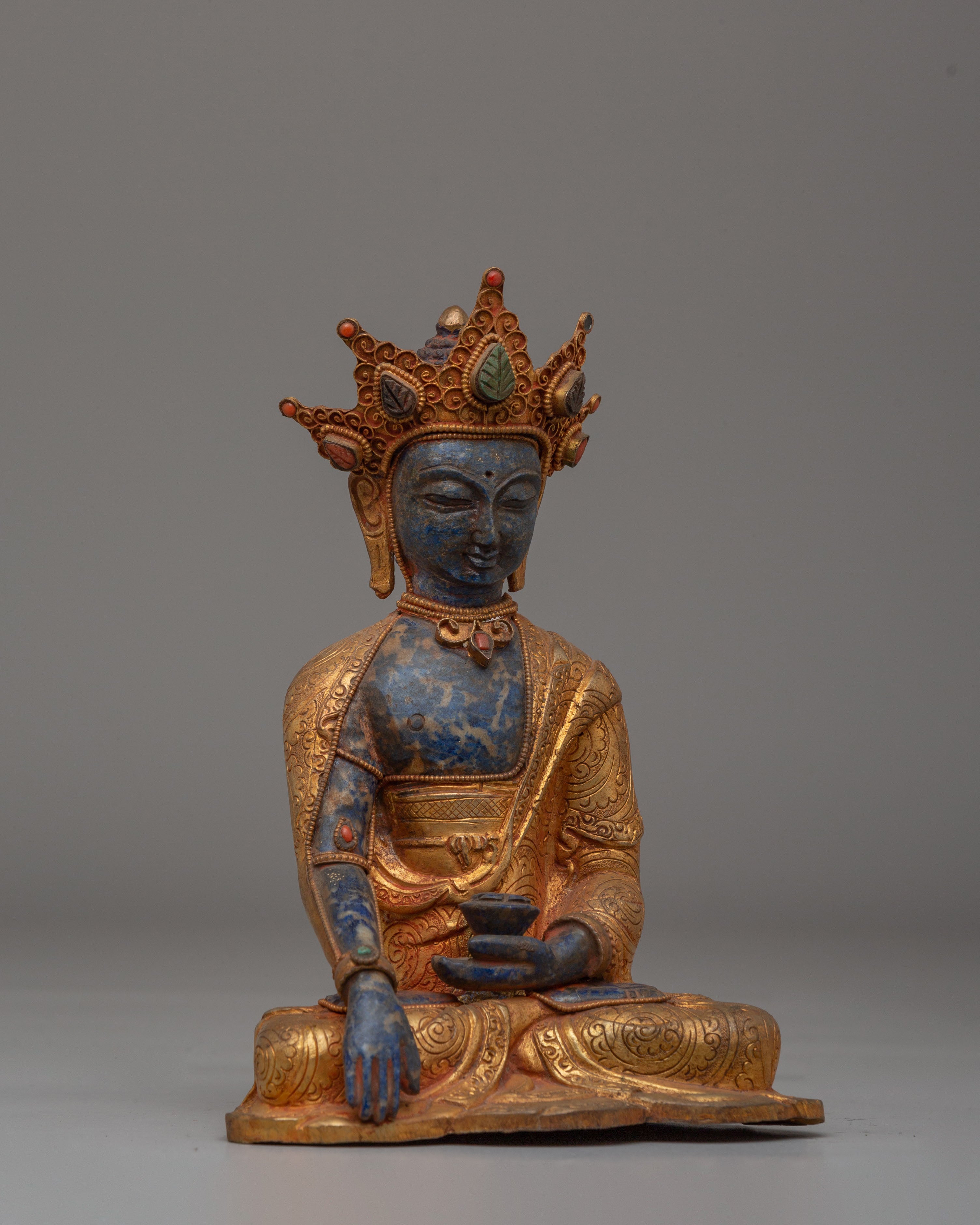 Sacred Crown Shakyamuni Buddha Statue | Handmade Buddhist Deity Sculpture