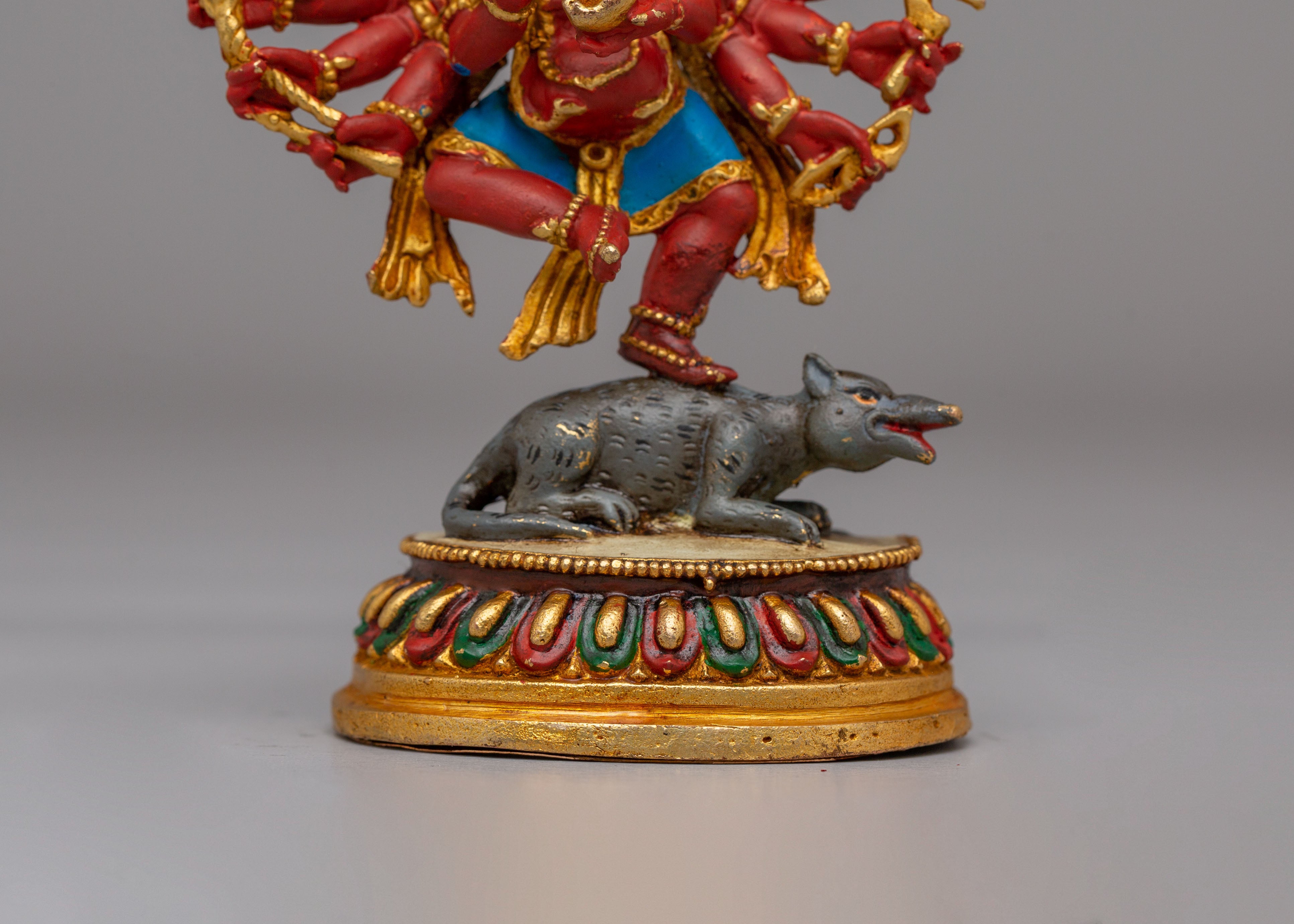 Sacred 12-Armed Maha Rakta Ganesha Statue | Multi-Armed Hindu Deity
